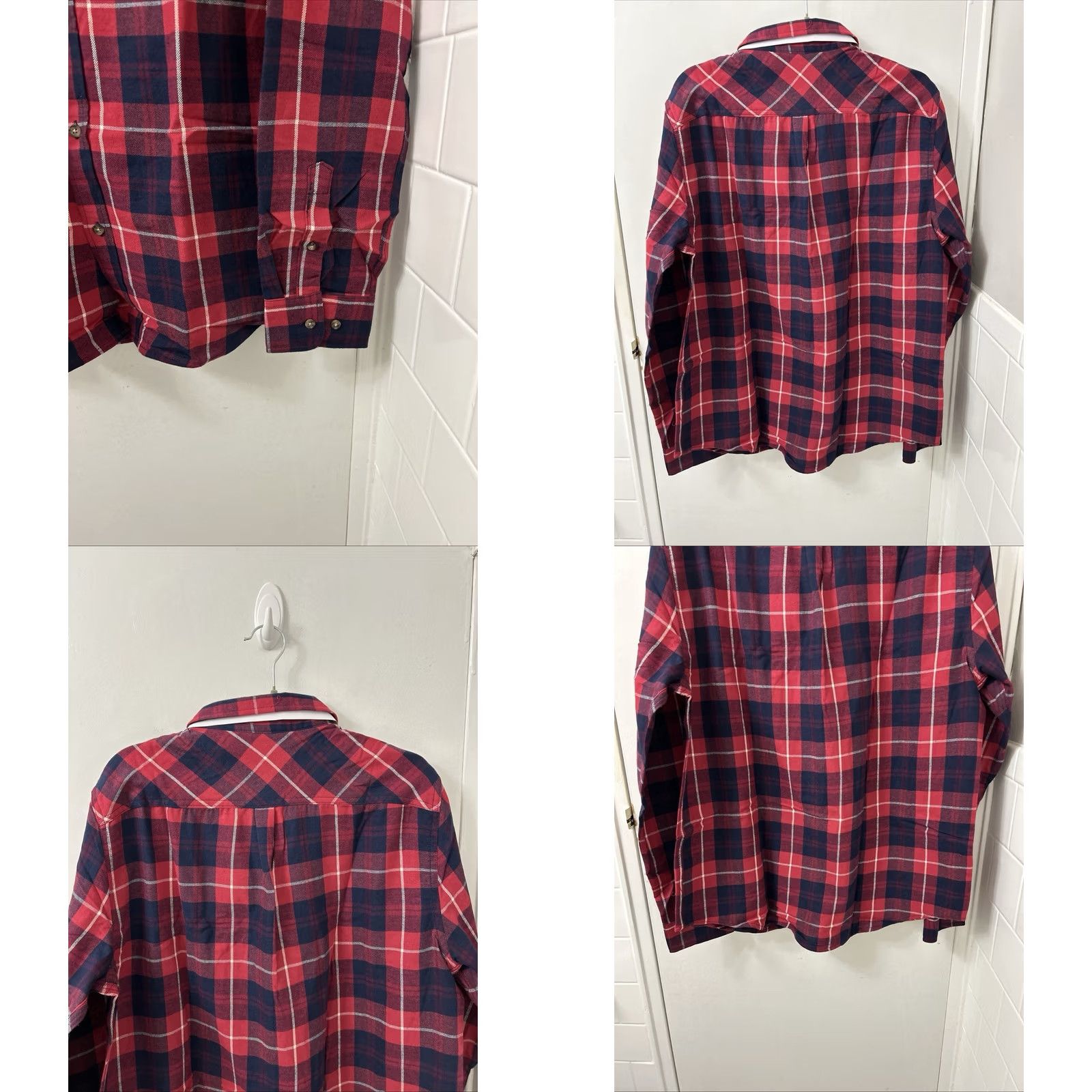 Vintage Berkley Jensen Shirt Mens L Red Plaid Flannel Button Down Long Sleeve NWT Size US L / EU 52-54 / 3 - 8 Thumbnail