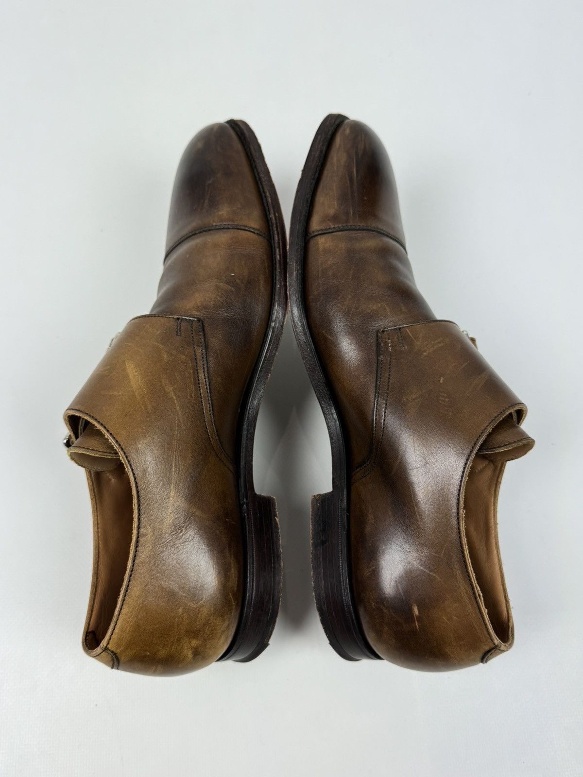 Crockett&Jones Lowndes Monk Leather Brown Shoes US8