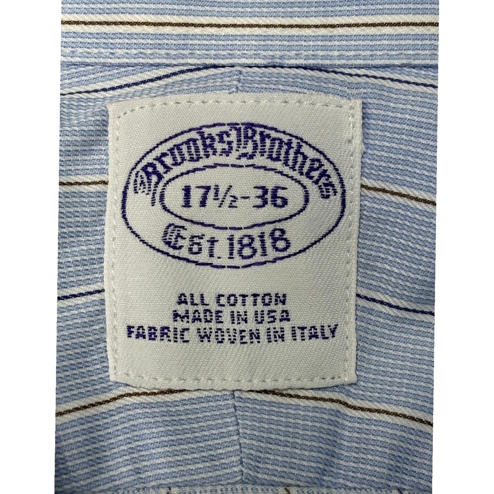 Brooks Brothers Brooks Brothers Dress Shirt Mens Blue Pin Stripe 17 1/2 36 All Cotton Made USA Size 46R - 4 Thumbnail