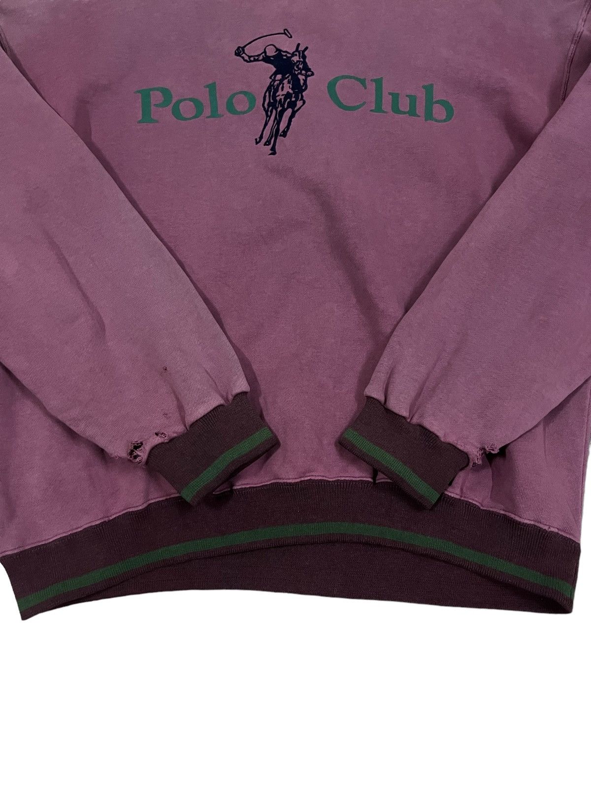 Beverly Hills Polo Club Vintage Trashed Polo Club Big Logo Distressed Ringer Sweater Size US L / EU 52-54 / 3 - 4 Thumbnail
