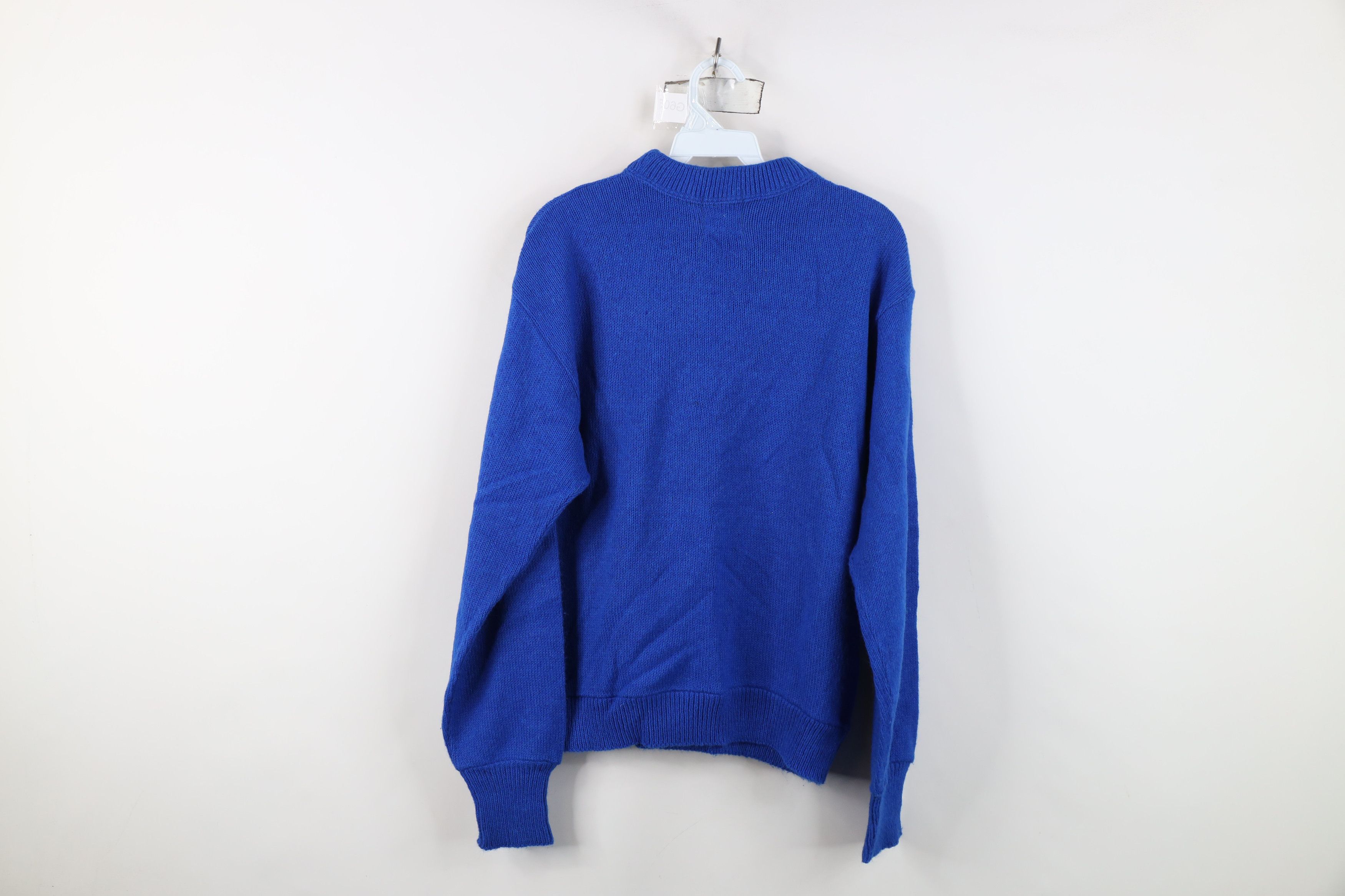 Vintage Vintage 50s Streetwear Cable Knit Sweater Blue Acrylic USA Size US M / EU 48-50 / 2 - 7 Thumbnail