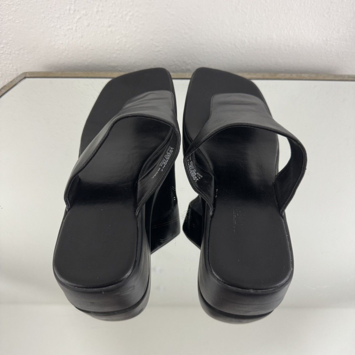 Faded Glory FADED GLORY Y2K 90s Black Faux Leather Platform Sandals Size US 8.5 / IT 38.5 - 5 Thumbnail