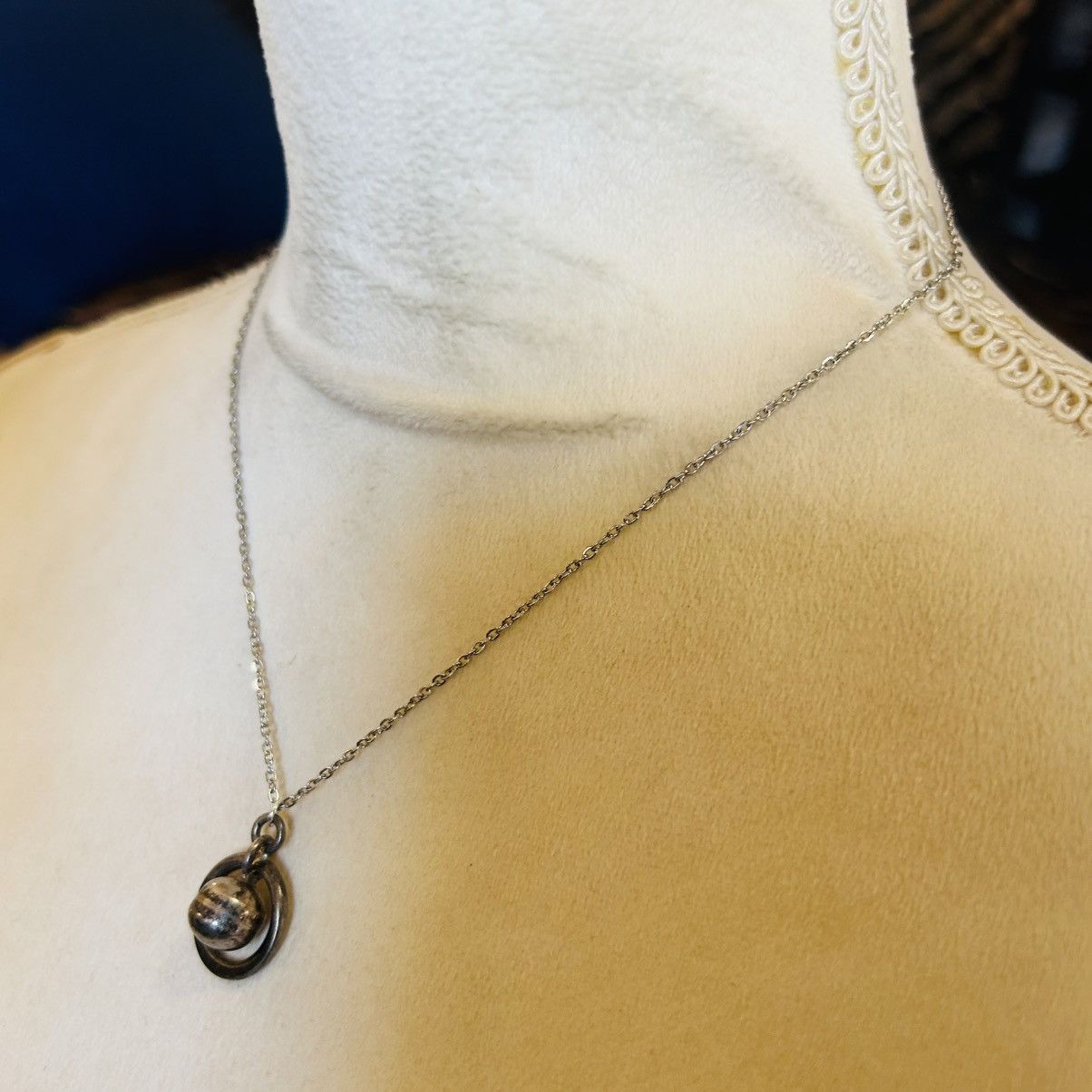 Handmade Handcrafted planetary silver pendant on chain necklace Size ONE SIZE - 4 Thumbnail