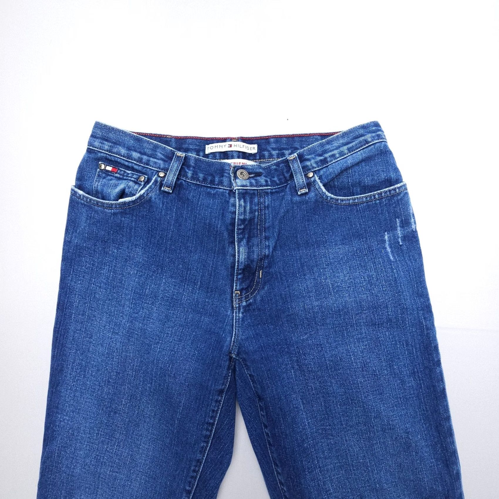 Tommy Hilfiger VINTAGE Tommy Hilfiger Boyfriend Jeans Womens 6 Mid Rise Dark Wash 2000's Y2K 90s Size 28" / US 6 / IT 42 - 6 Thumbnail