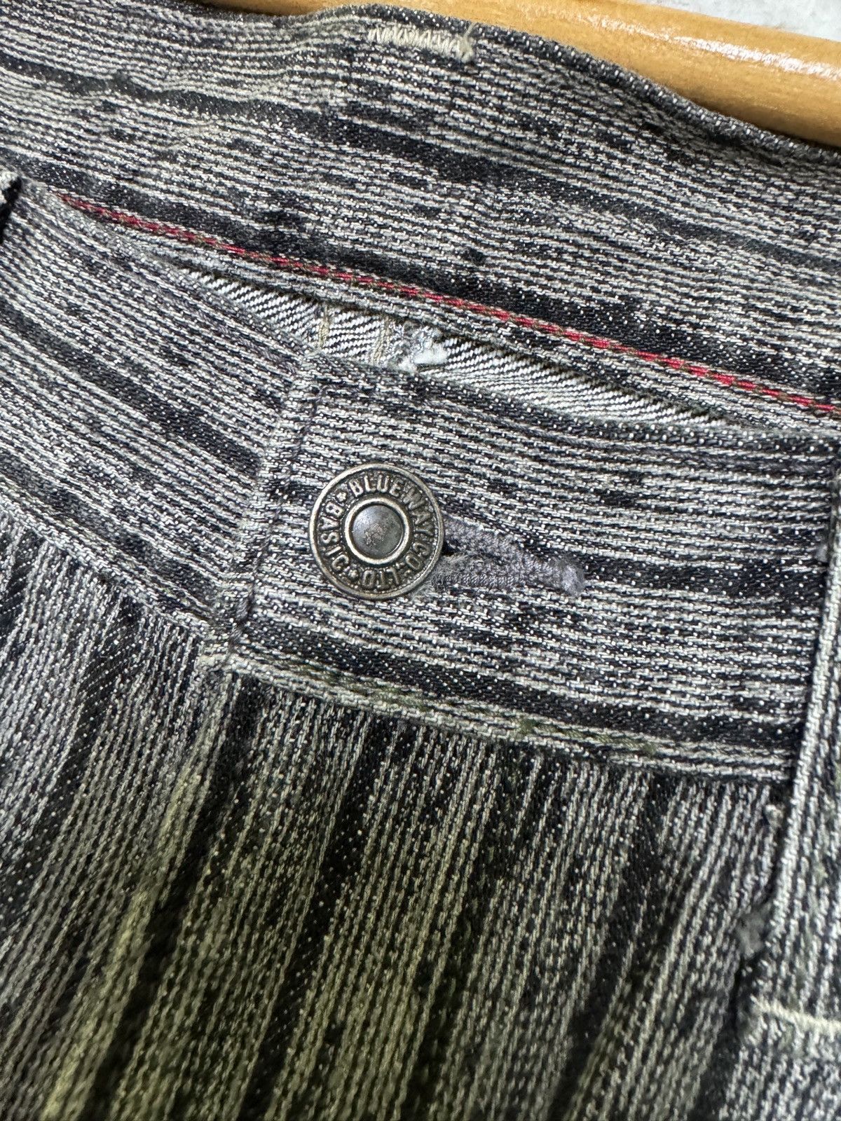 Japanese Brand Vintage Blueway Japanese Flare Denim Bootcut Striped Jeans Size US 31 - 7 Thumbnail