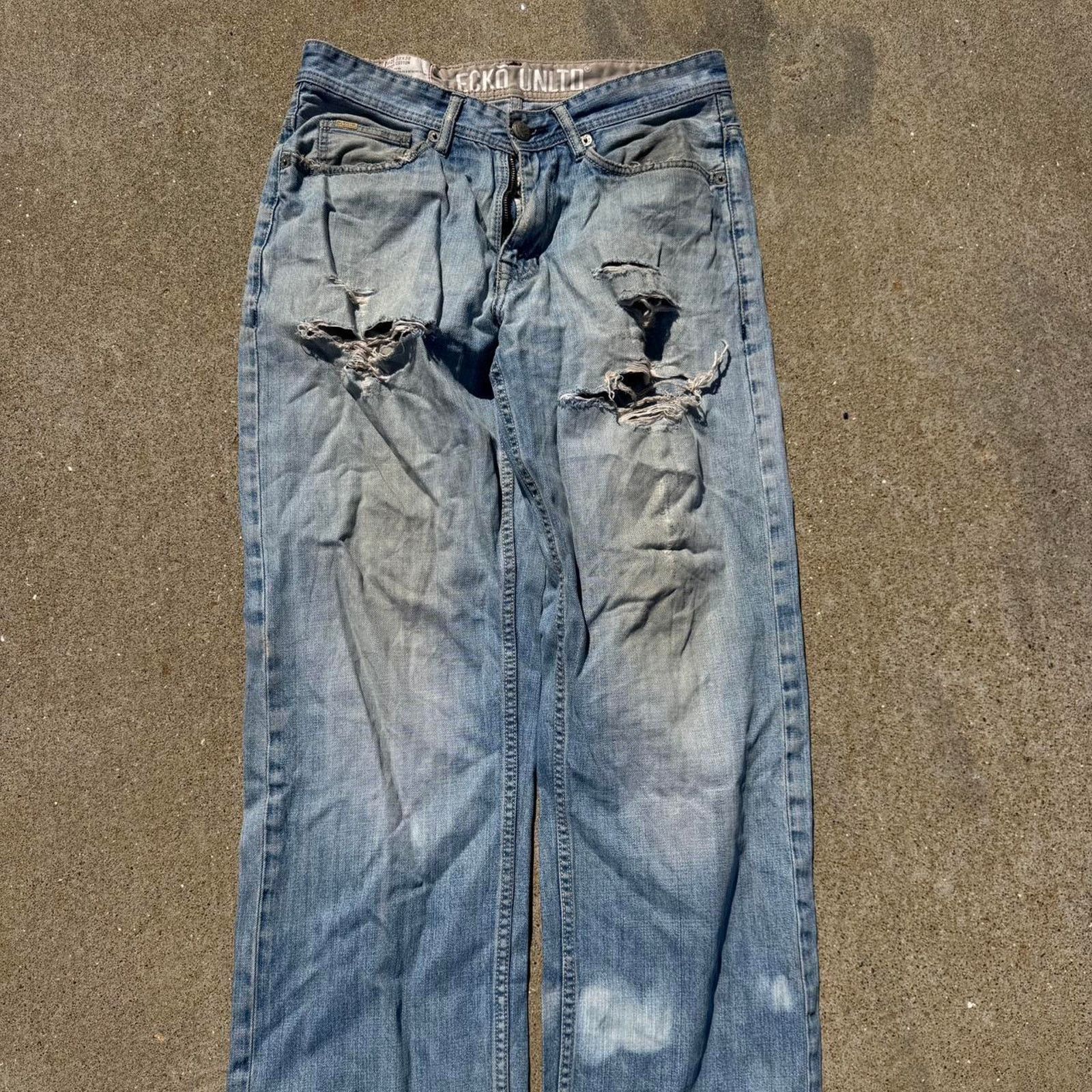 Ecko Unltd. Y2K Embroidered Ecko Distressed Jeans 32x32 Size US 32 / EU 48 - 5 Thumbnail