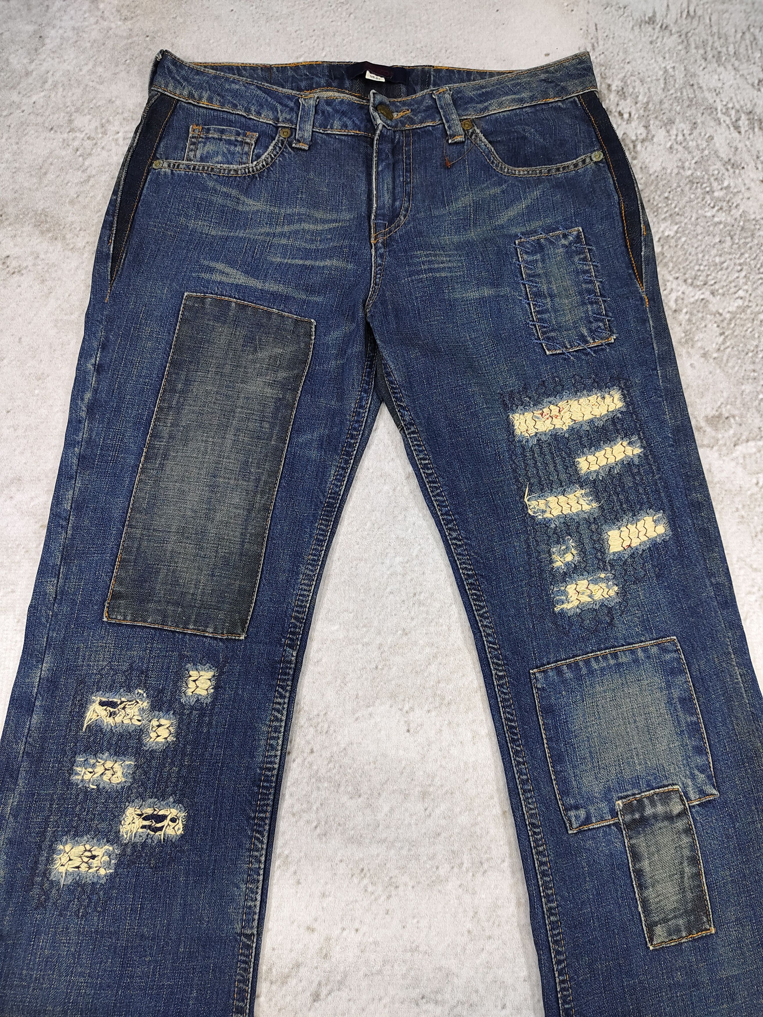 Kenzo 90s Kenzo- Grunge Patchwork Distressed Flared Denim Jeans Size 30" / US 8 / IT 44 - 2 Thumbnail