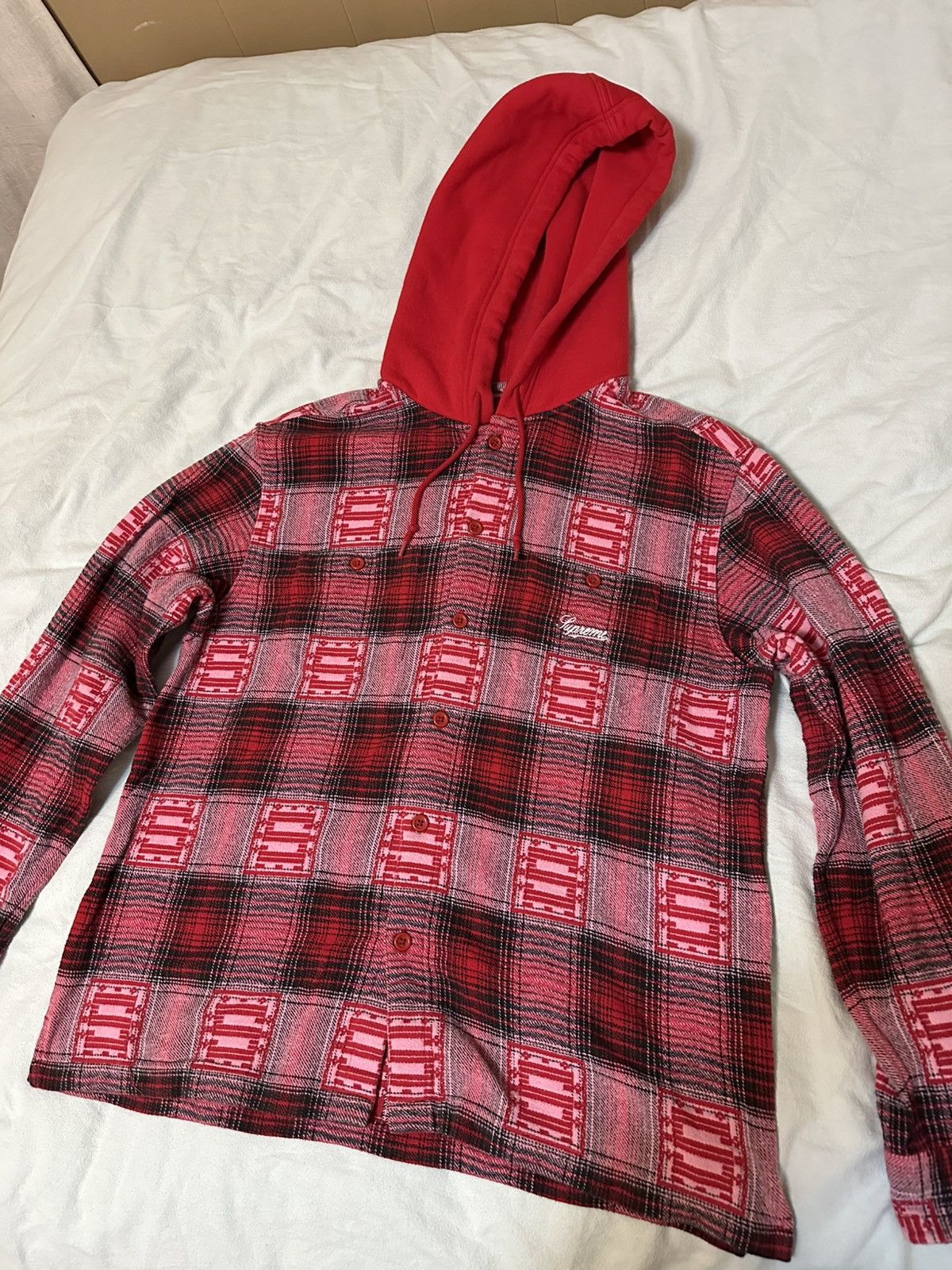 Supreme Shadow Plaid Hooded Shirt | Grailed