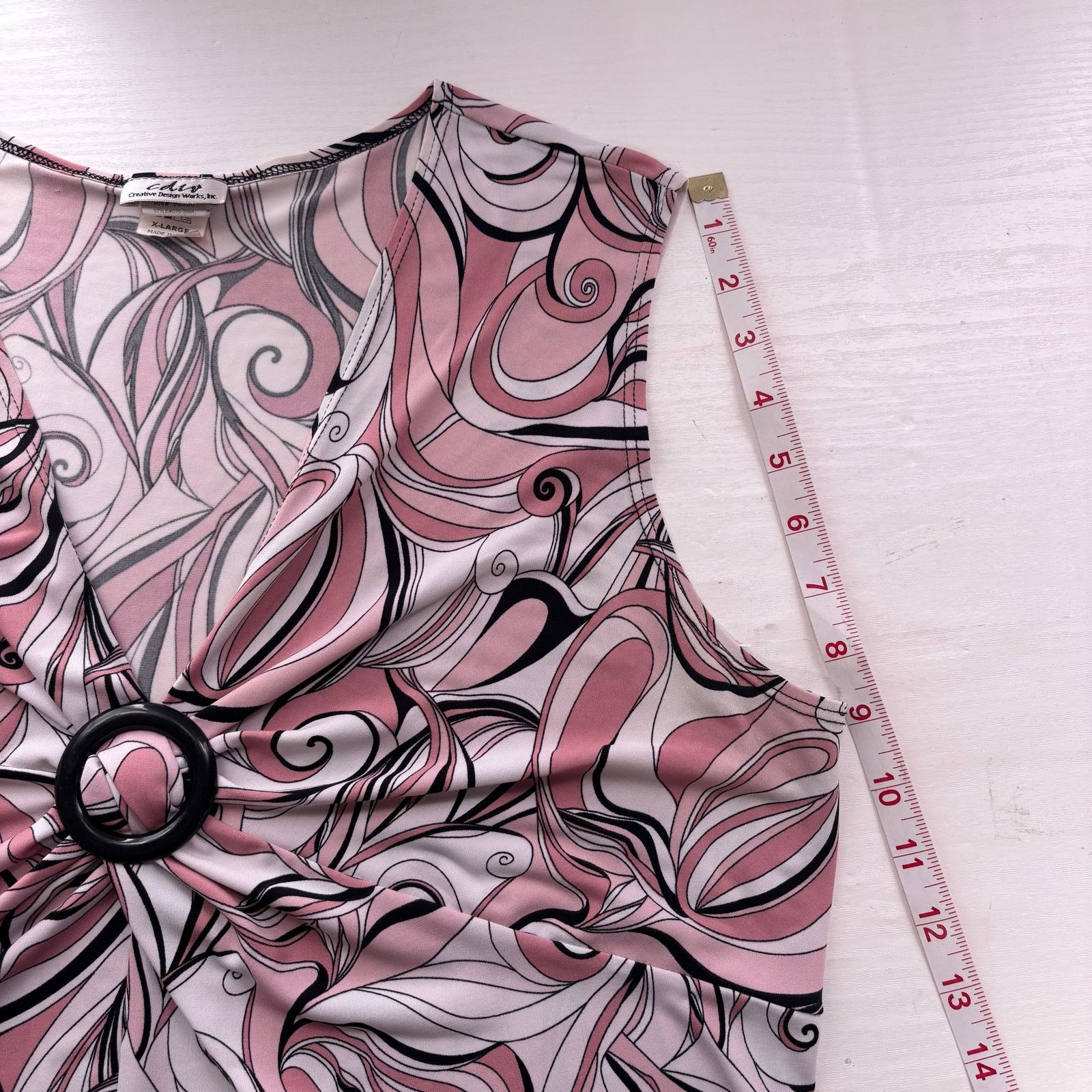 Other CDW Women's Sleeveless V-Neck Blouse XL Pink Black White Size XL / US 12-14 / IT 48-50 - 6 Thumbnail