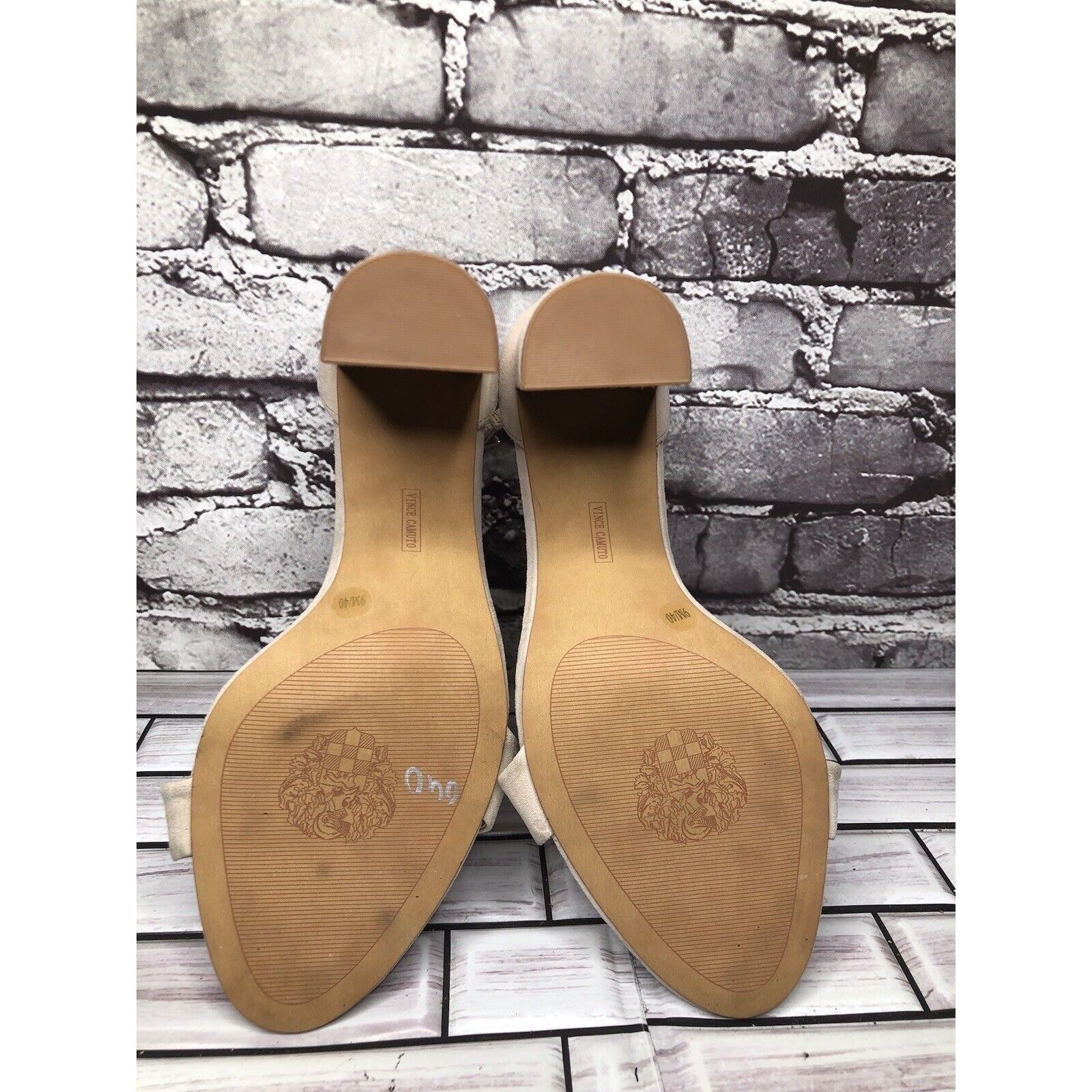 Vince Camuto Vince Camuto Malissa Beige Taupe Suede Ankle Strap Block Hee Size US 9 / IT 39 - 9 Thumbnail