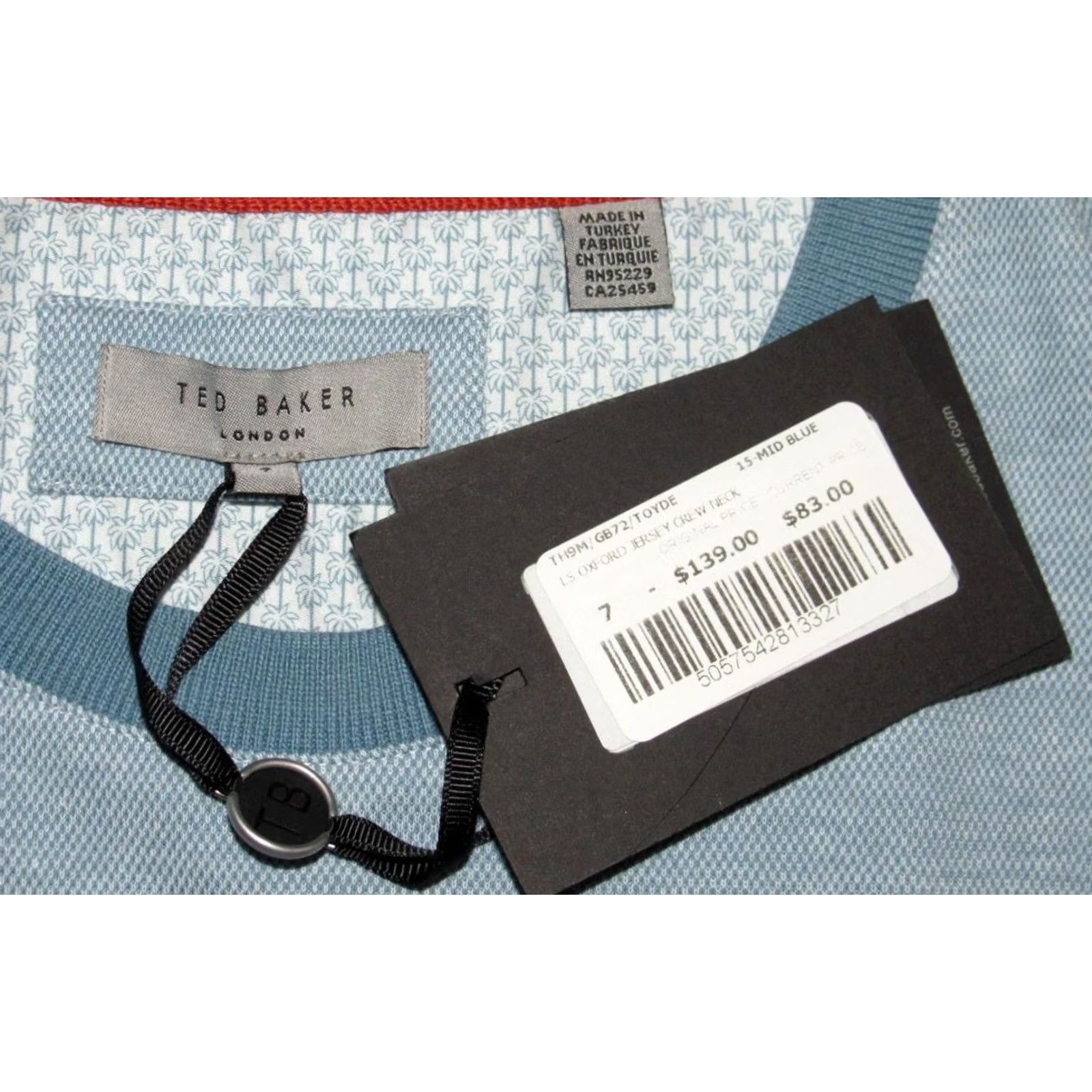 Ted Baker TED BAKER Blue Oxford Jersey Cotton Crewneck Sweater 7 NWT Mens XS-7? Size US M / EU 48-50 / 2 - 3 Thumbnail