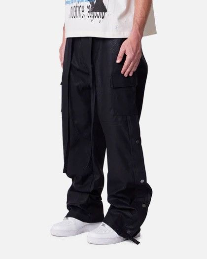 MNML MNML Straight Leather Snap Zipper Cargo Pants Black Size US 30 / EU 46 - 2 Thumbnail