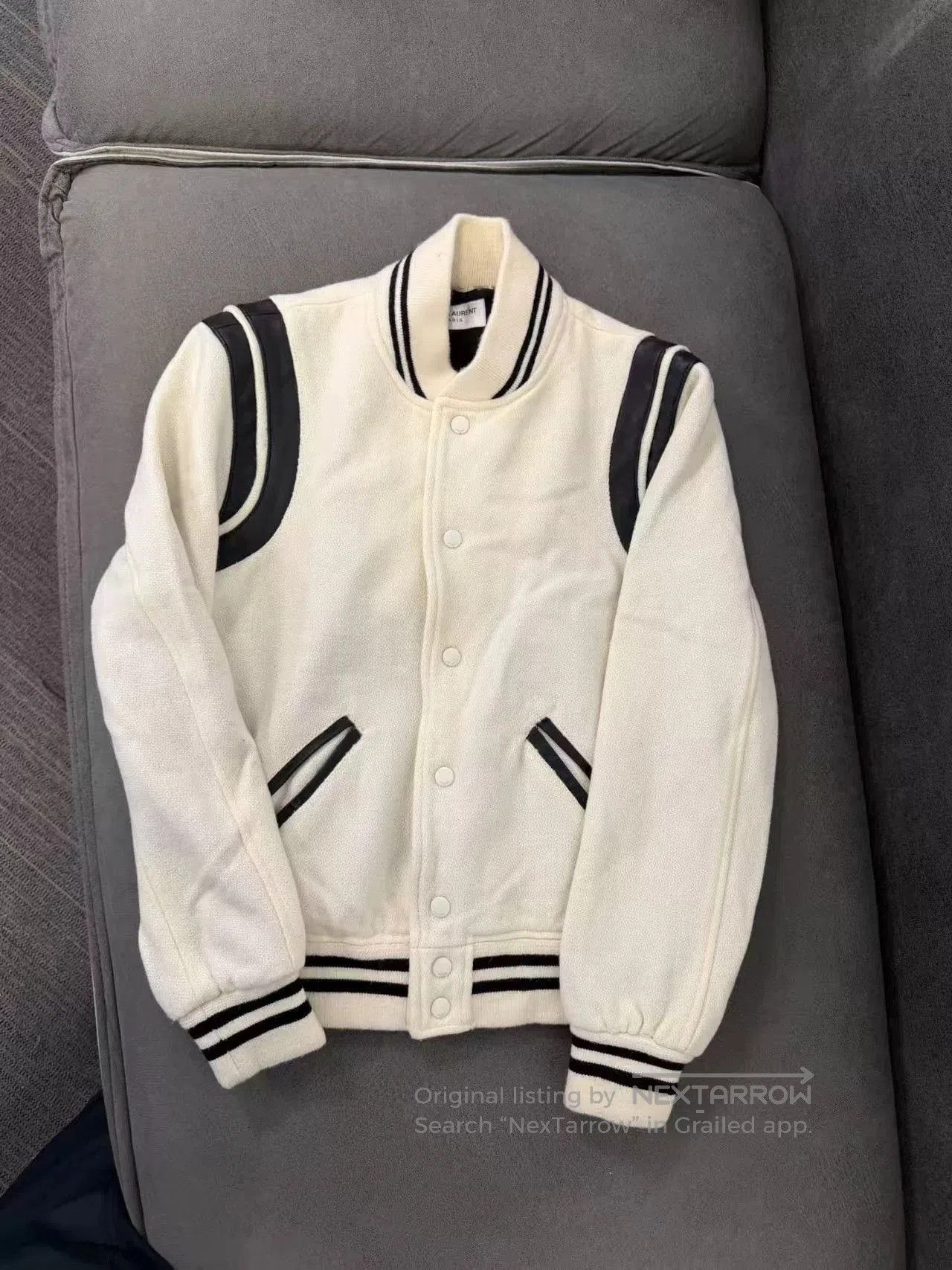 Saint Laurent Paris Saint Laurent White Varsity Jacket. Size US S / EU 44-46 / 1 - 1 Thumbnail