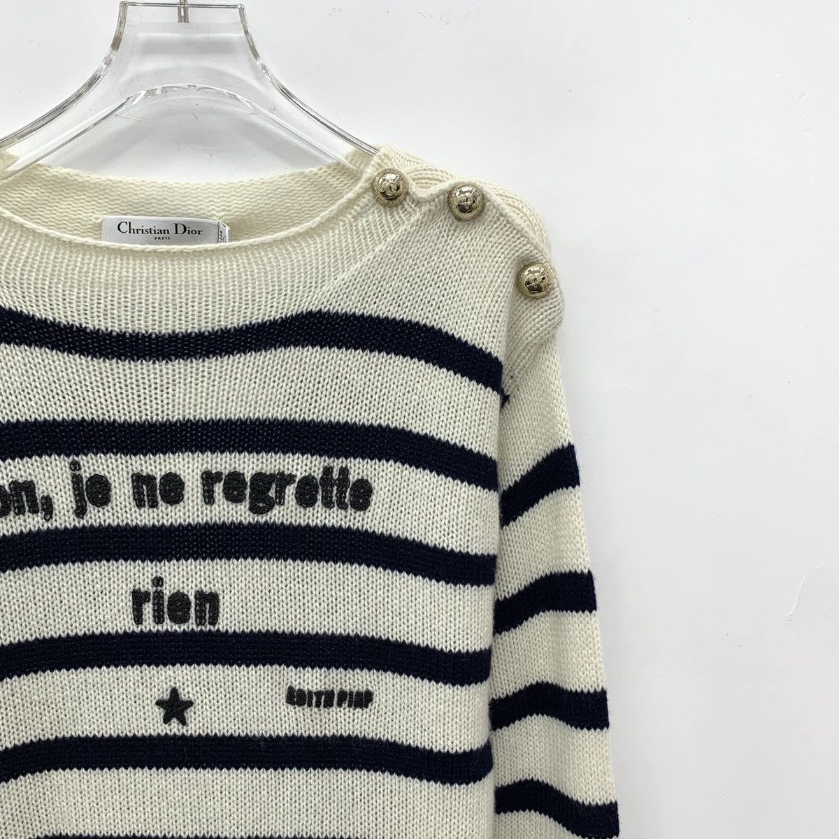 Dior Dior Striped Letter Cashmere Long Sleeve Knitwear K26WX Size M / US 6-8 / IT 42-44 - 3 Thumbnail