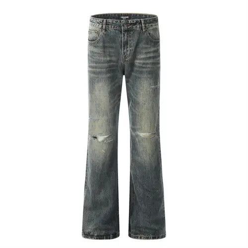 Japanese Brand × Jean Men's hippie trend distressed washed flared ripped jeans Size US 34 / EU 50 - 1 Thumbnail