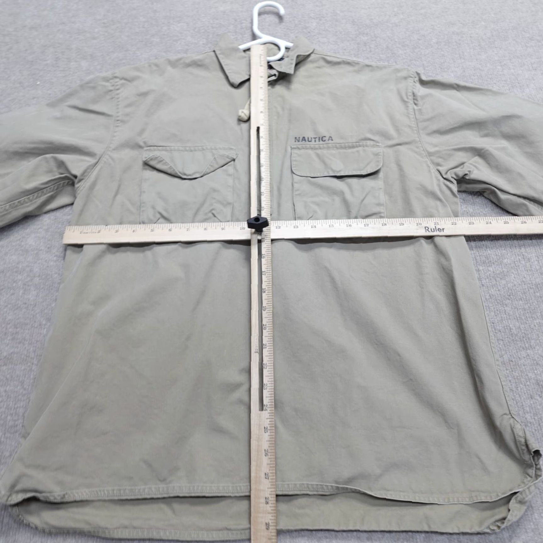 Nautica VINTAGE Nautica Shirt Men Large Beige Canvas Double-Sided Snap Button Up Collared Button-Down Long Sleeve Size US L / EU 52-54 / 3 - 5 Thumbnail