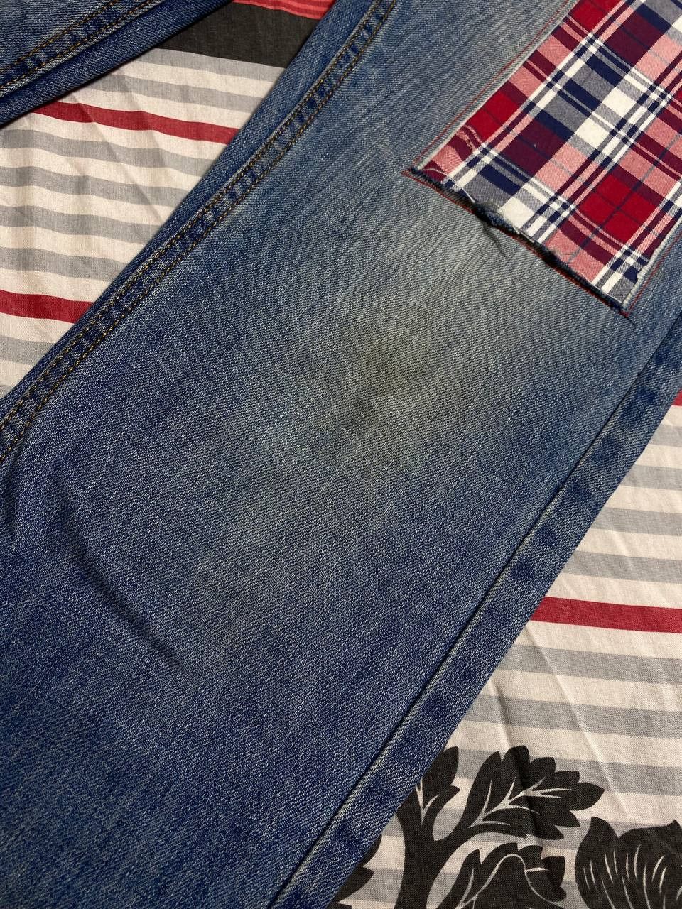 Japanese Brand 💥Vintage Distressed Washed Painted Flared Crash Denim Pants Size US 34 / EU 50 - 8 Thumbnail