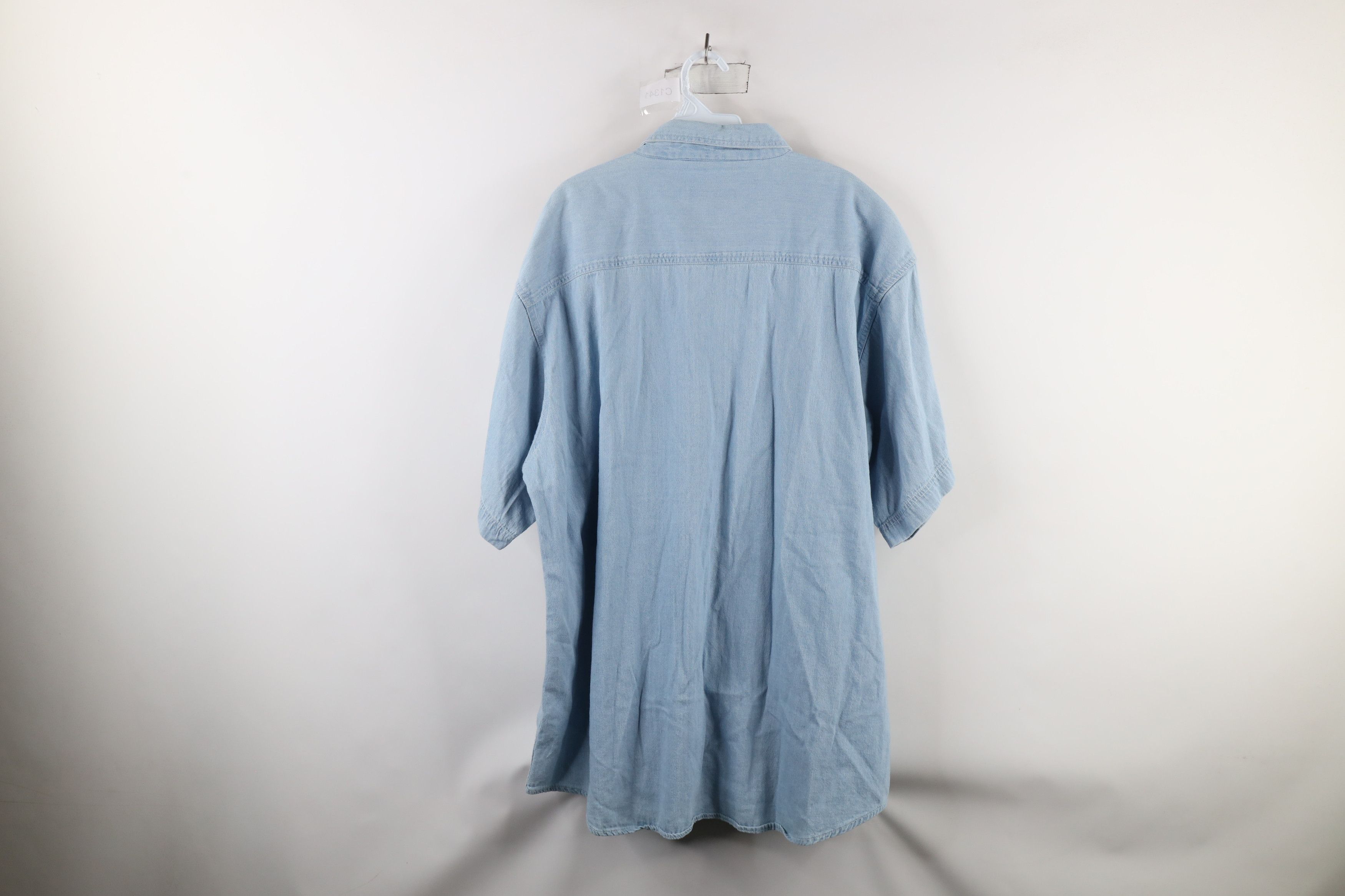 Vintage Vintage 90s Streetwear Short Sleeve Denim Button Down Shirt Size US XXL / EU 58 / 5 - 8 Thumbnail