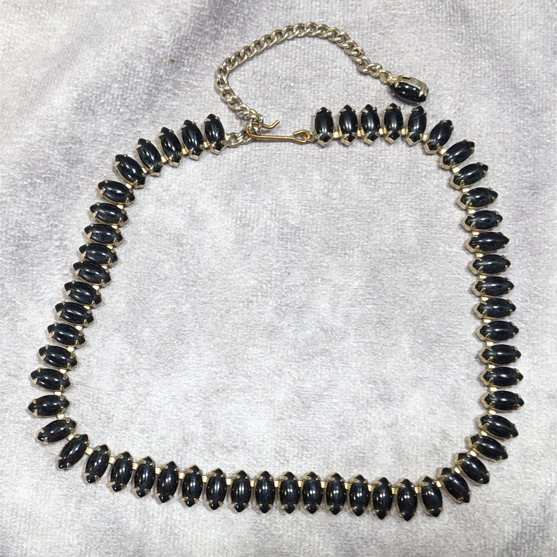 Other Vintage 60s Gothic Black Marquis Gemmed Necklace In Silver T Size ONE SIZE - 5 Thumbnail