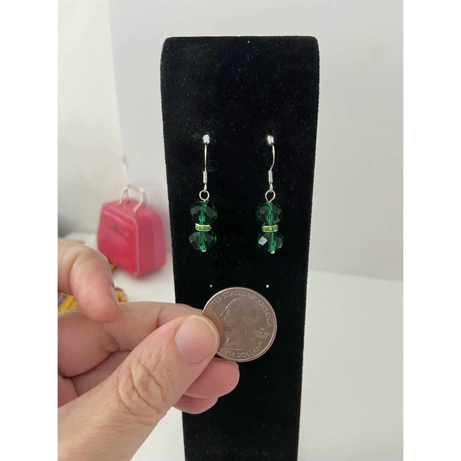 Handmade green glass bead earrings Size ONE SIZE - 2 Thumbnail
