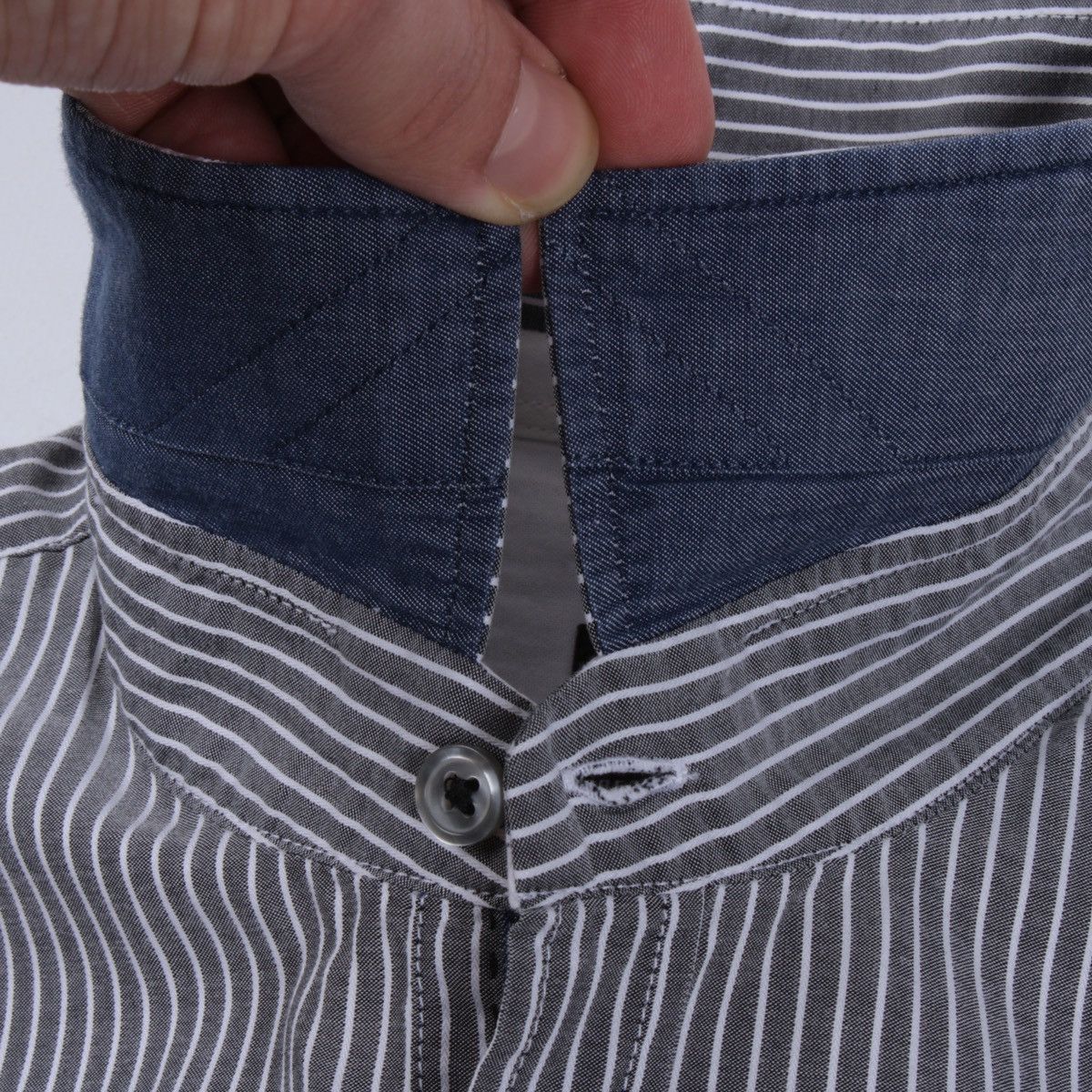 Designer × Hugo Boss HUGO BOSS Lorenzo Striped Gray White Shirt Dress Casual Size US L / EU 52-54 / 3 - 9 Thumbnail