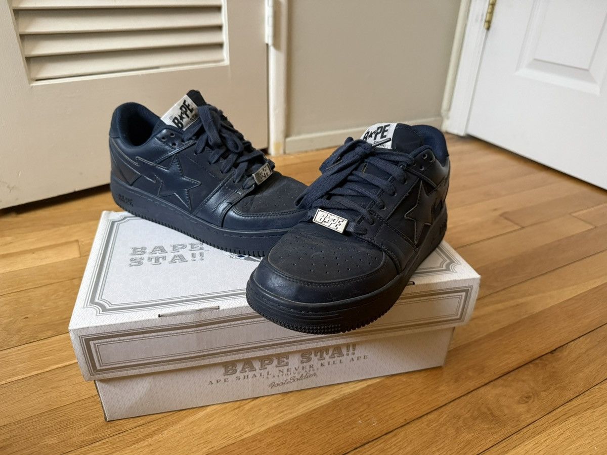 Bape Bape Navy Blue 2008 Leather Bapestas Foot Soldier US9.5 Size US 9.5 / EU 42-43 - 3 Thumbnail