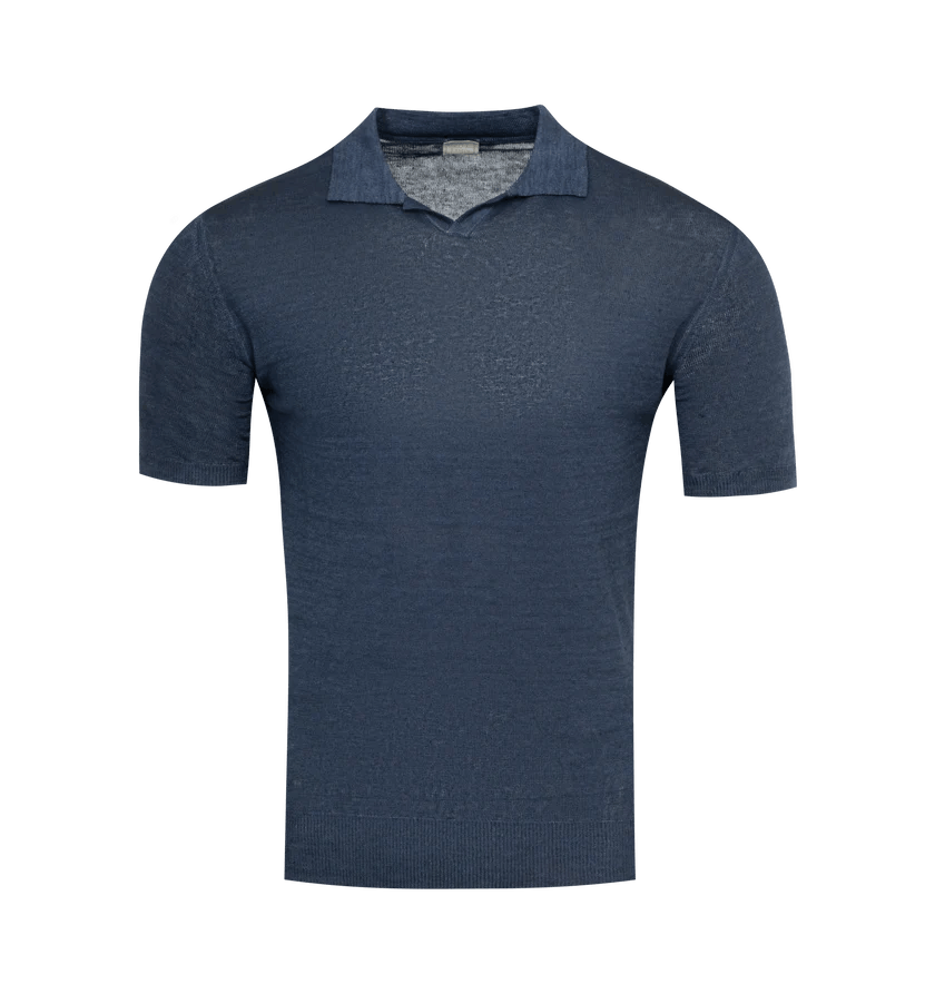 120% Lino o1h1sh11224 Knit Jonny Shirt in Navy Blue Size US M / EU 48-50 / 2 - 1 Preview