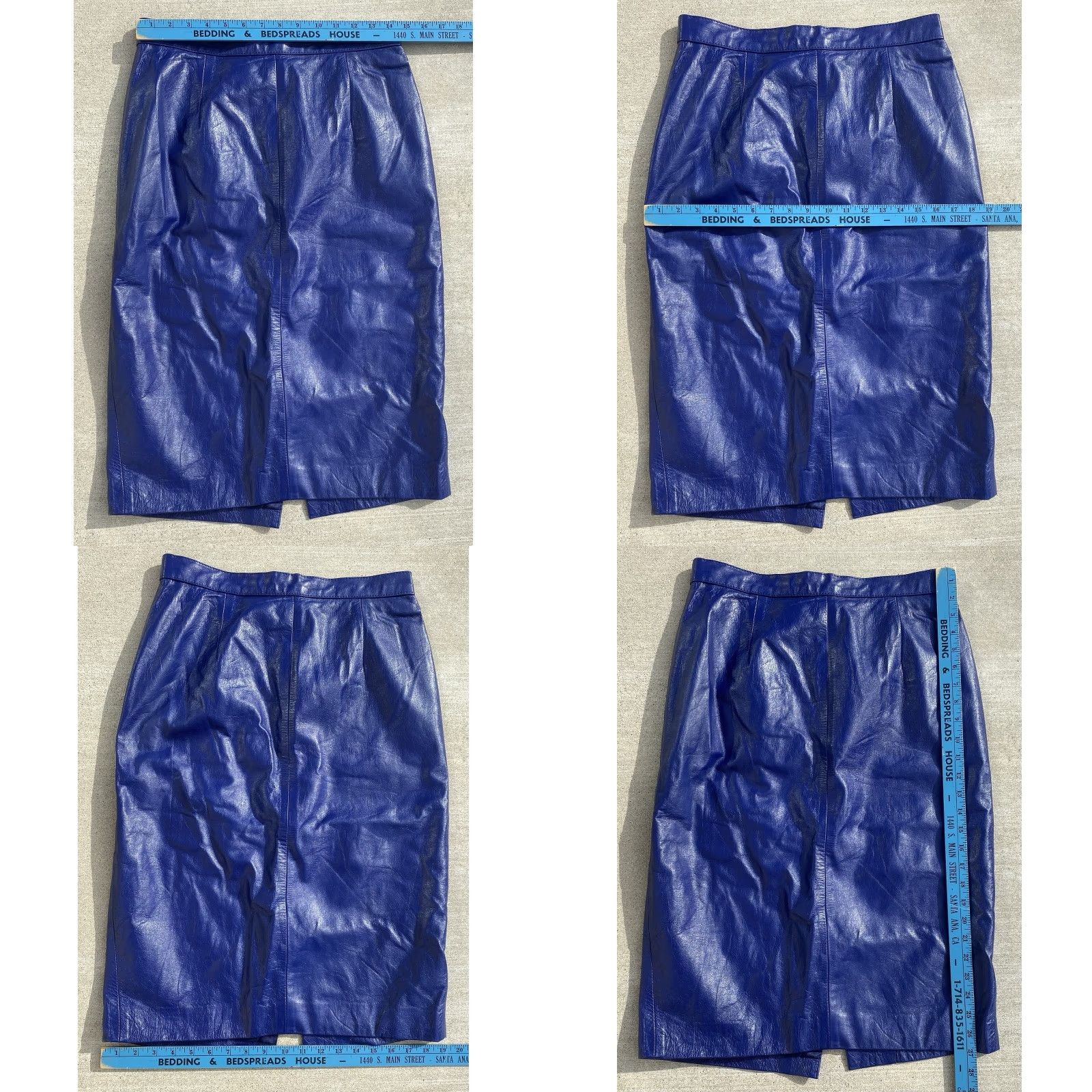 Vintage VINTAGE Blue Leather Pencil Skirt High Waist 1980s 80s Rocker Punk New Wave 30.5 inch waist Womens Size 24" / US 00 / IT 34 - 10 Thumbnail