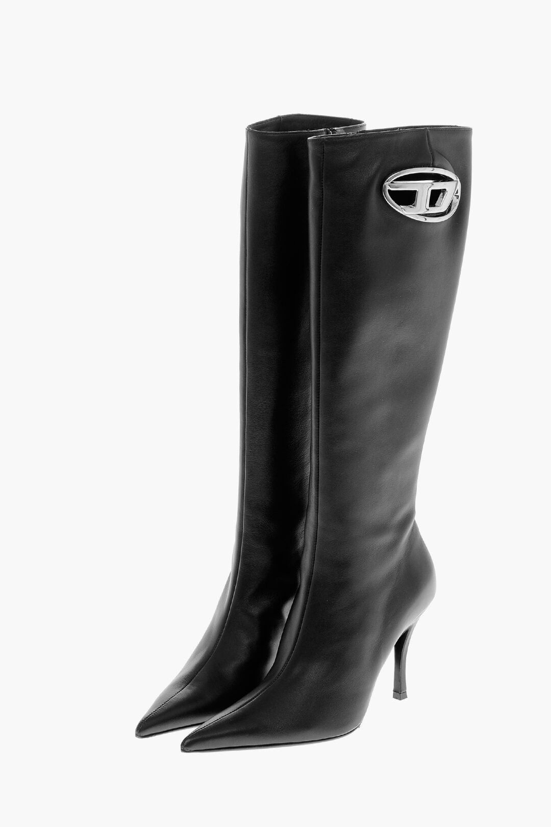 Diesel Leather Boots D-VENUS With Cut-Out Logo And 9cm Heel Size US 5 / IT 35 - 1 Thumbnail