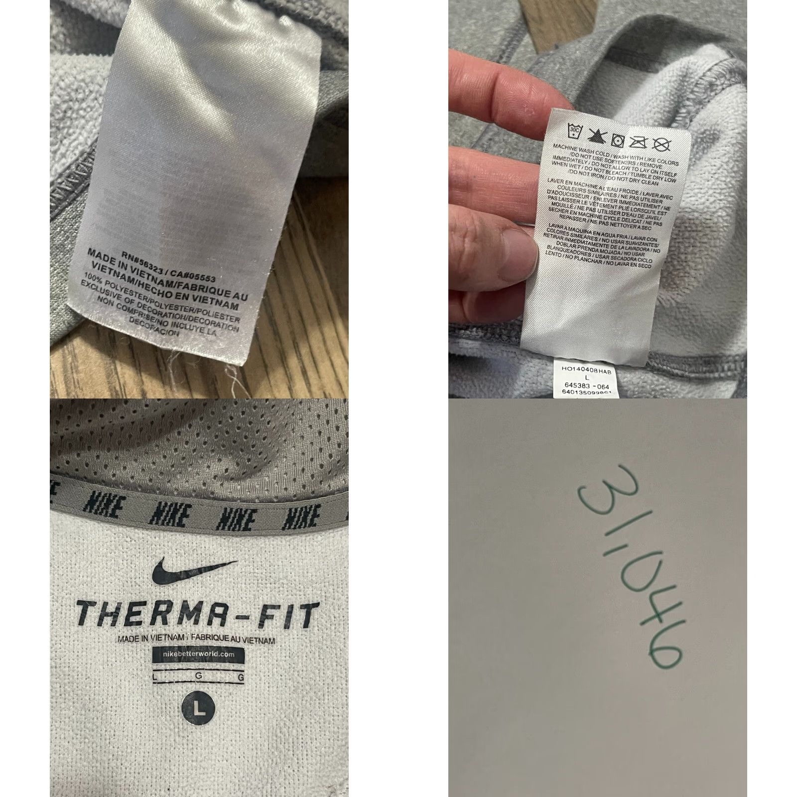 Nike Nike Sweater Mens Large Gray 1/4 Zip Pullover Therma Fit Logo Knit Casual Size US L / EU 52-54 / 3 - 8 Thumbnail