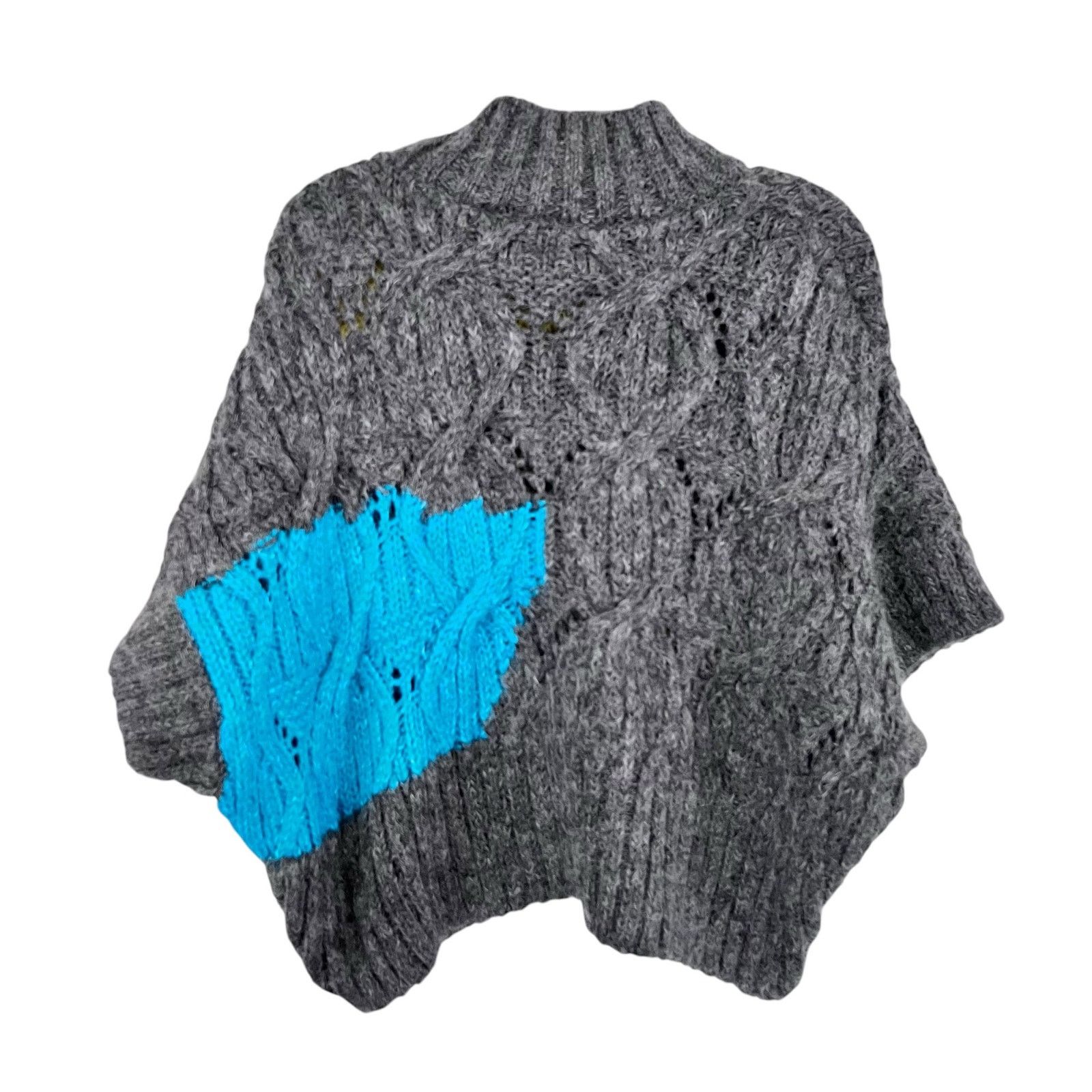 Zara Zara Gray Colorblock Cable Knit Mock Neck Poncho Sweater Size M / US 6-8 / IT 42-44 - 5 Thumbnail
