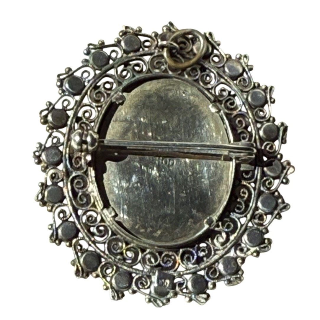 The Unbranded Brand Vintage Portrait Brooch HandPainted Mini Filigree Faux Pearl Size ONE SIZE - 5 Thumbnail