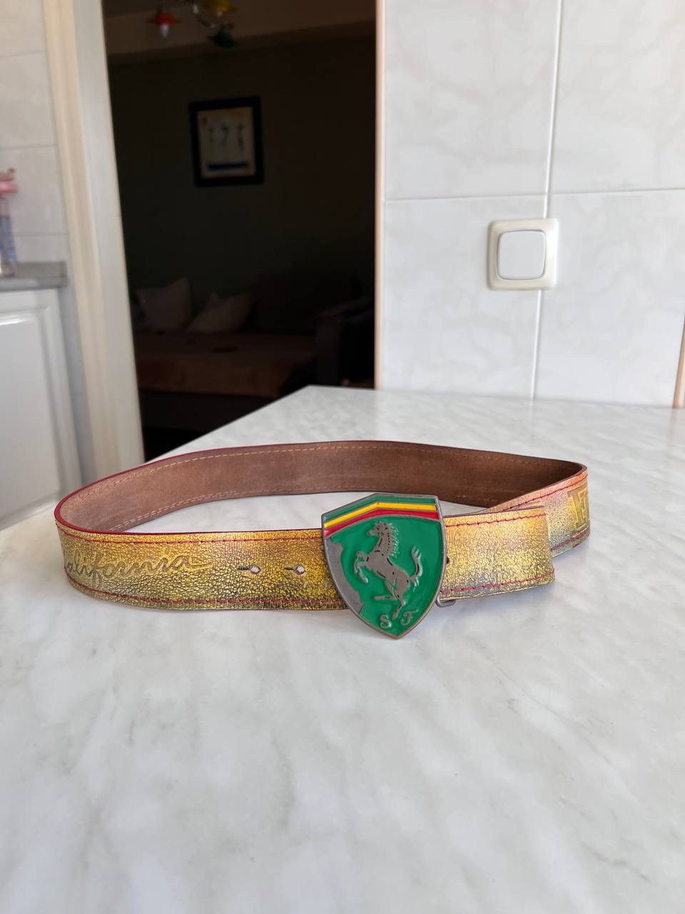 Vintage 🔥Vintage 90s Ferrari California Belt Buckle Racing Italy Size ONE SIZE - 7 Thumbnail