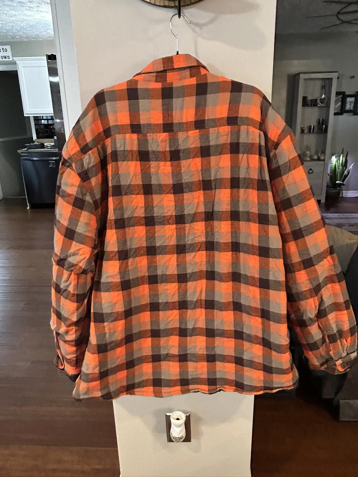Wrangler Wrangler Orange and Brown Plaid Quilted Lined Shirt Jacket Size US XXL / EU 58 / 5 - 5 Thumbnail