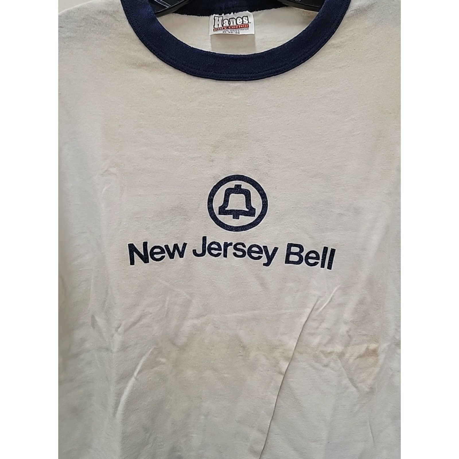 Hanes VINTAGE Bell Atlantic White Ringer T-Shirt Mens L Short Sleeve 80s Size US L / EU 52-54 / 3 - 3 Thumbnail