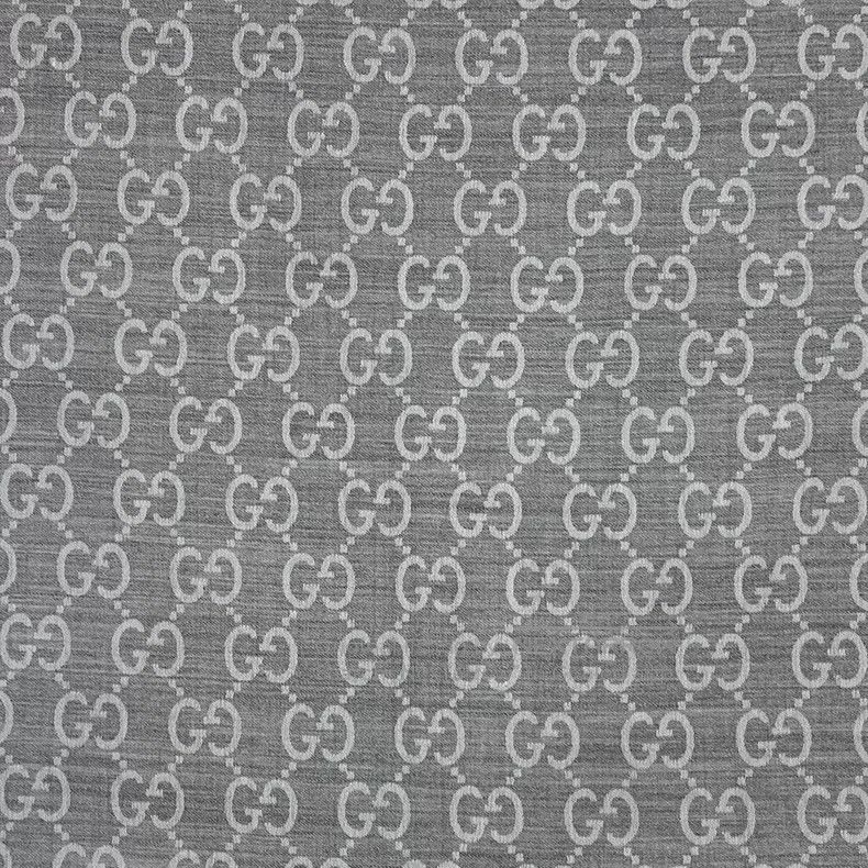 Gucci Gucci Gray logo jacquard full printed wool tassel scarf Size ONE SIZE - 4 Thumbnail