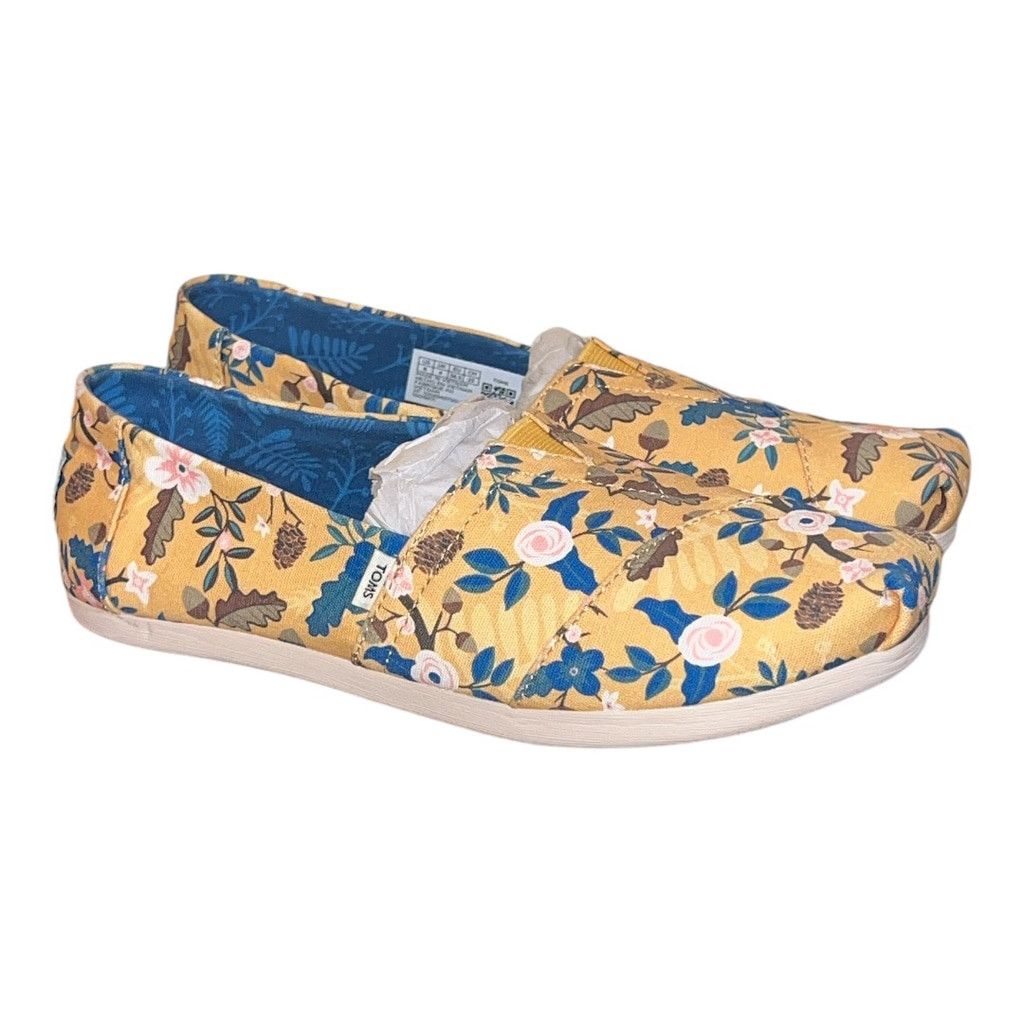 Toms Women's TOMS Floral Canvas Slip-On Shoes Size 6 Yellow Blue Size US 6 / IT 36 - 1 Thumbnail