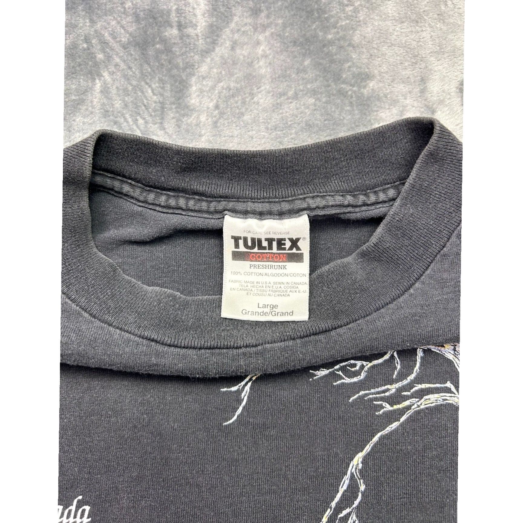 Tultex VINTAGE Bald Eagle AOP T Shirt Tultex Large Toronto Canada USA Made Shirt Mens L Black 90s Outdoor Animals Graphic Print USA Made Size US L / EU 52-54 / 3 - 6 Thumbnail