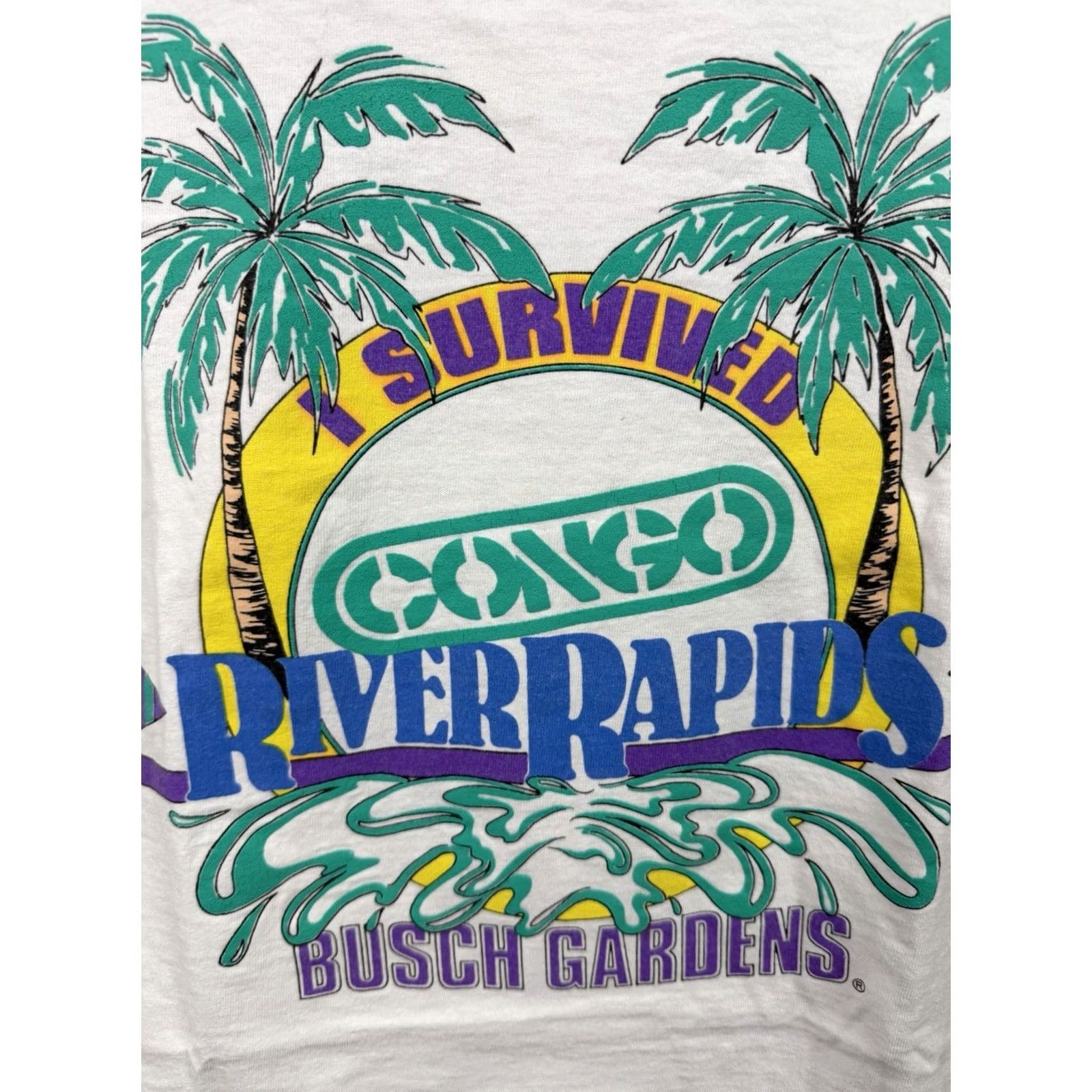 Vintage VINTAGE Busch Gardens Tank Top Large Mens 90s Florida Beach Vaporwave White Size US L / EU 52-54 / 3 - 2 Thumbnail
