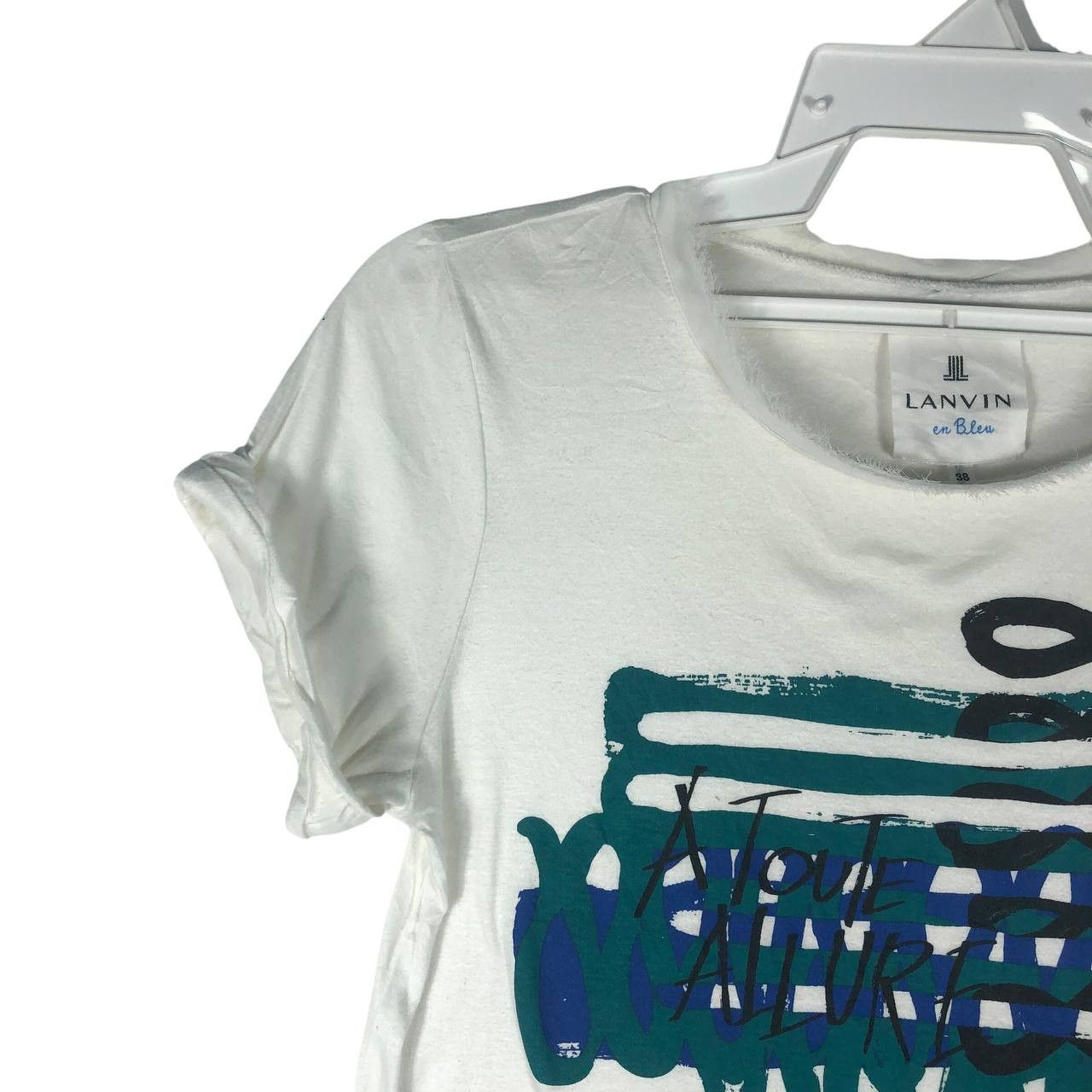Lanvin Lanvin En Blue White T-Shirt Size XS / US 0-2 / IT 36-38 - 3 Thumbnail