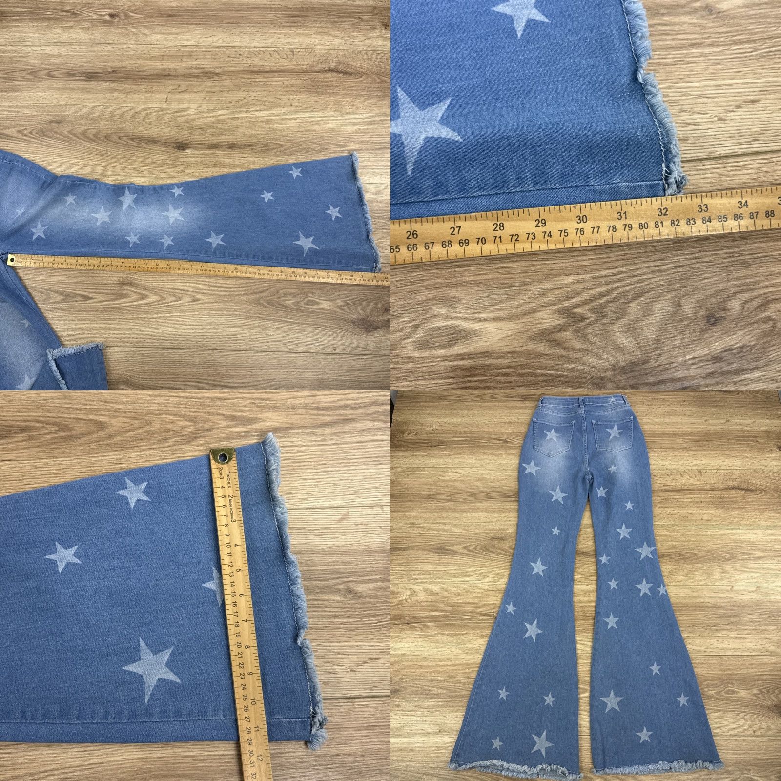 Nasty Gal Nasty Gal High Rise Flare Jeans - Stretch Denim - Black - Starry Written in the Stars - Size 6 - Women’s Jeans Size 28" / US 6 / IT 42 - 8 Thumbnail