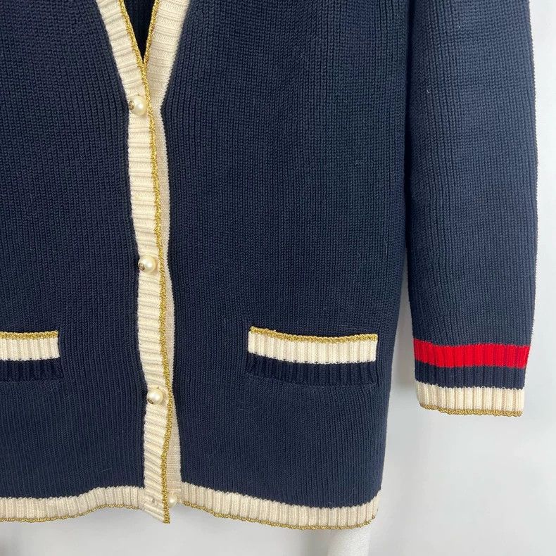 Gucci Gucci Gold silk pearl buckle knitted cardigan jacket 2504-N Size XS / US 0-2 / IT 36-38 - 5 Thumbnail