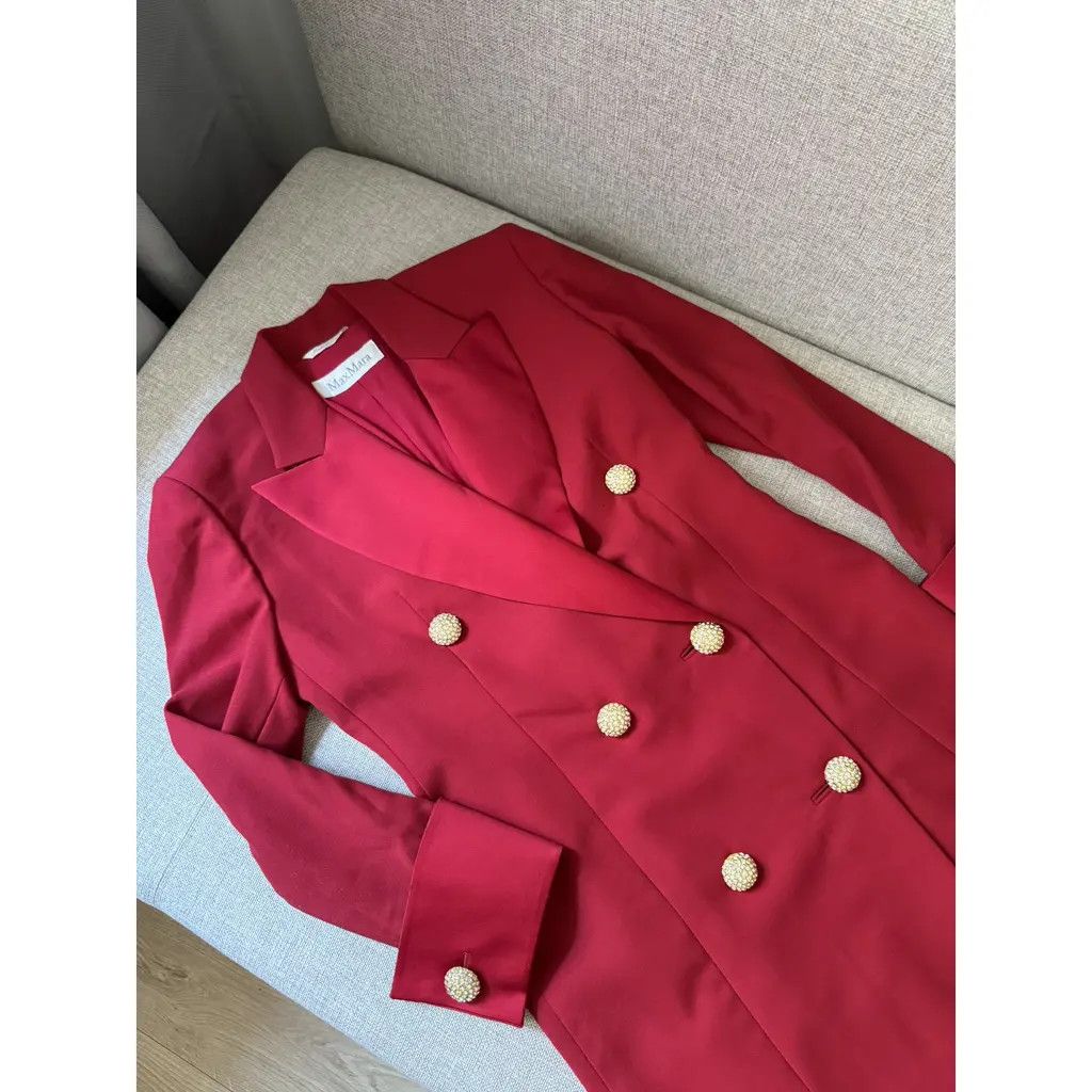 Max Mara Max Mara Red Double-Breasted Tailored Blazer Dress FR38 Size S / US 4 / IT 40 - 3 Thumbnail