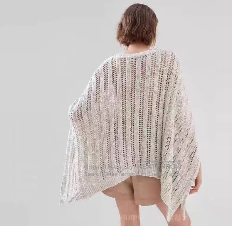 Brunello Cucinelli Brunello Cucinelli Off-white sheer sequin knitted cloak Size S / US 4 / IT 40 - 5 Thumbnail