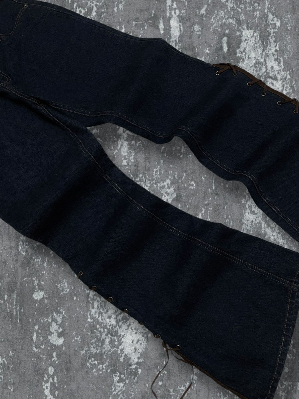 Japanese Brand Vintage 90s Designer Route 66 Rare Flared Lace Cowboy Denim Size US 32 / EU 48 - 4 Thumbnail