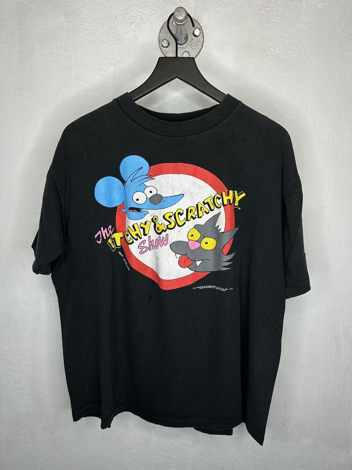 image of 1992 The Simpsons The Itchy & Scratchy Show Single Stitch in Black, Men's (Size XL)