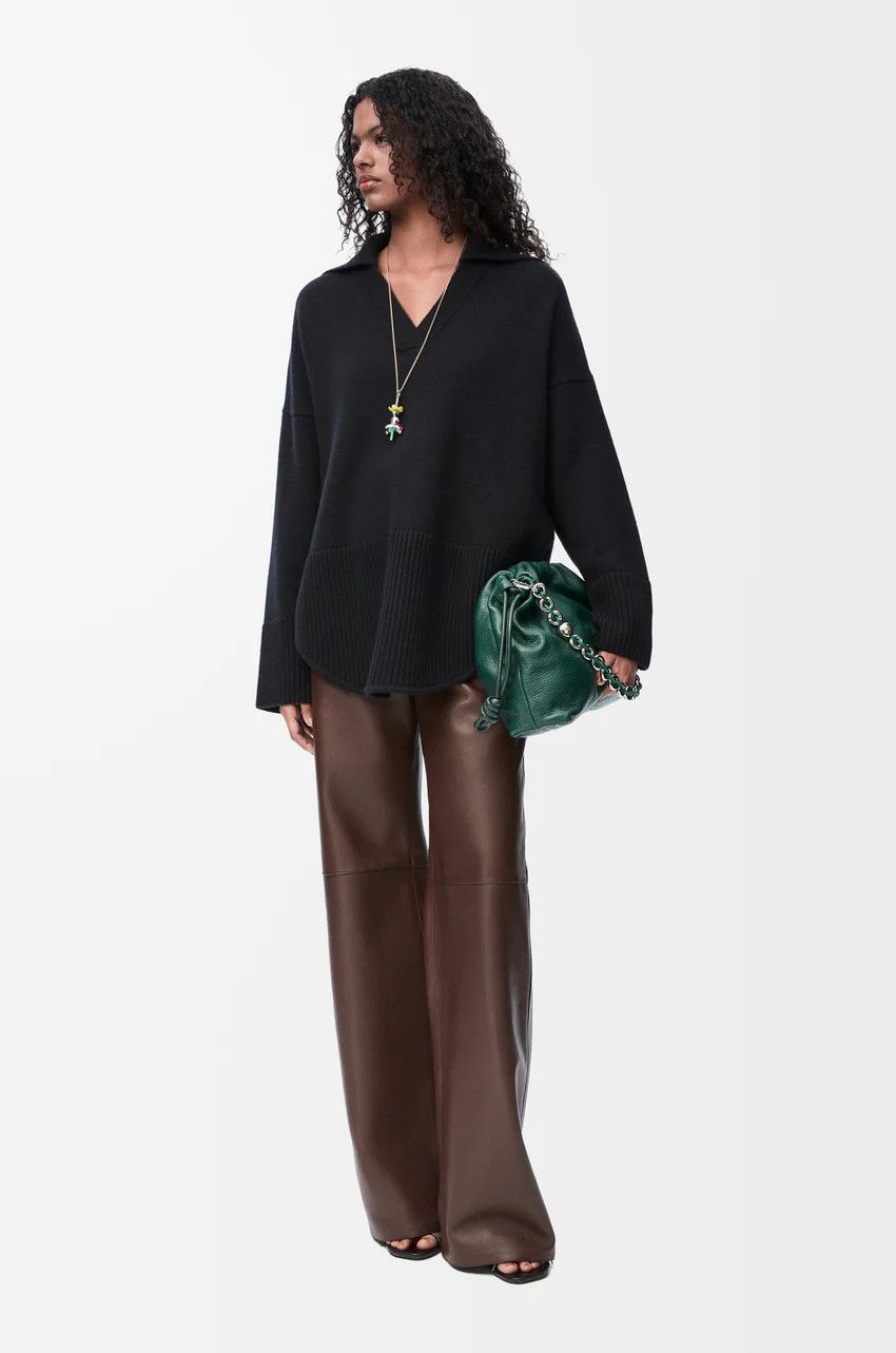 Loewe o1loc1c0525 Polo Sweater in Wool in Black Size M / US 6-8 / IT 42-44 - 2 Thumbnail