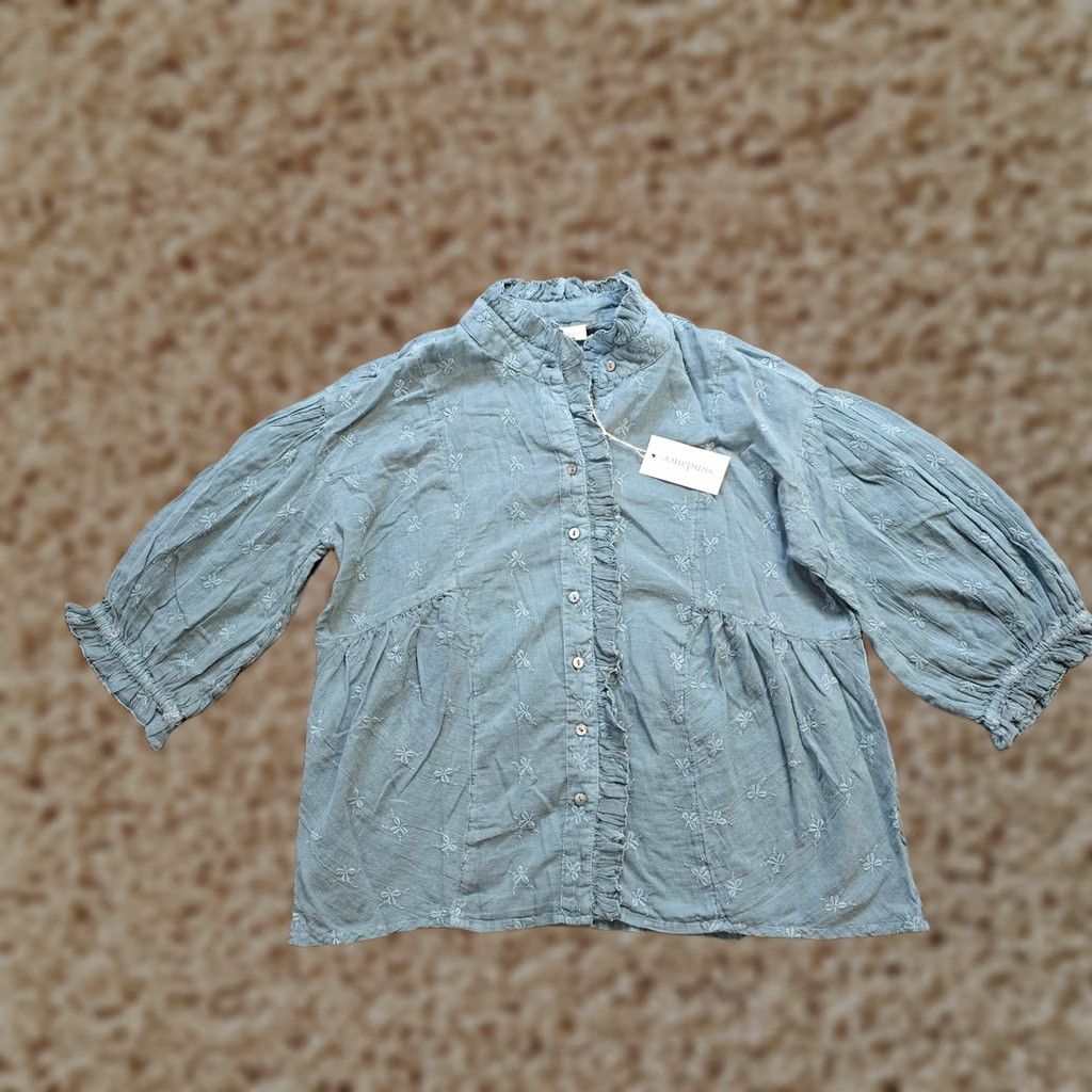 Vintage Sundance Top Womens XS Petite Green Shiloh Embroidery Ruffle Cottage Boho Shirt Blouse Womens Shrug Size XS / US 0-2 / IT 36-38 - 1 Thumbnail