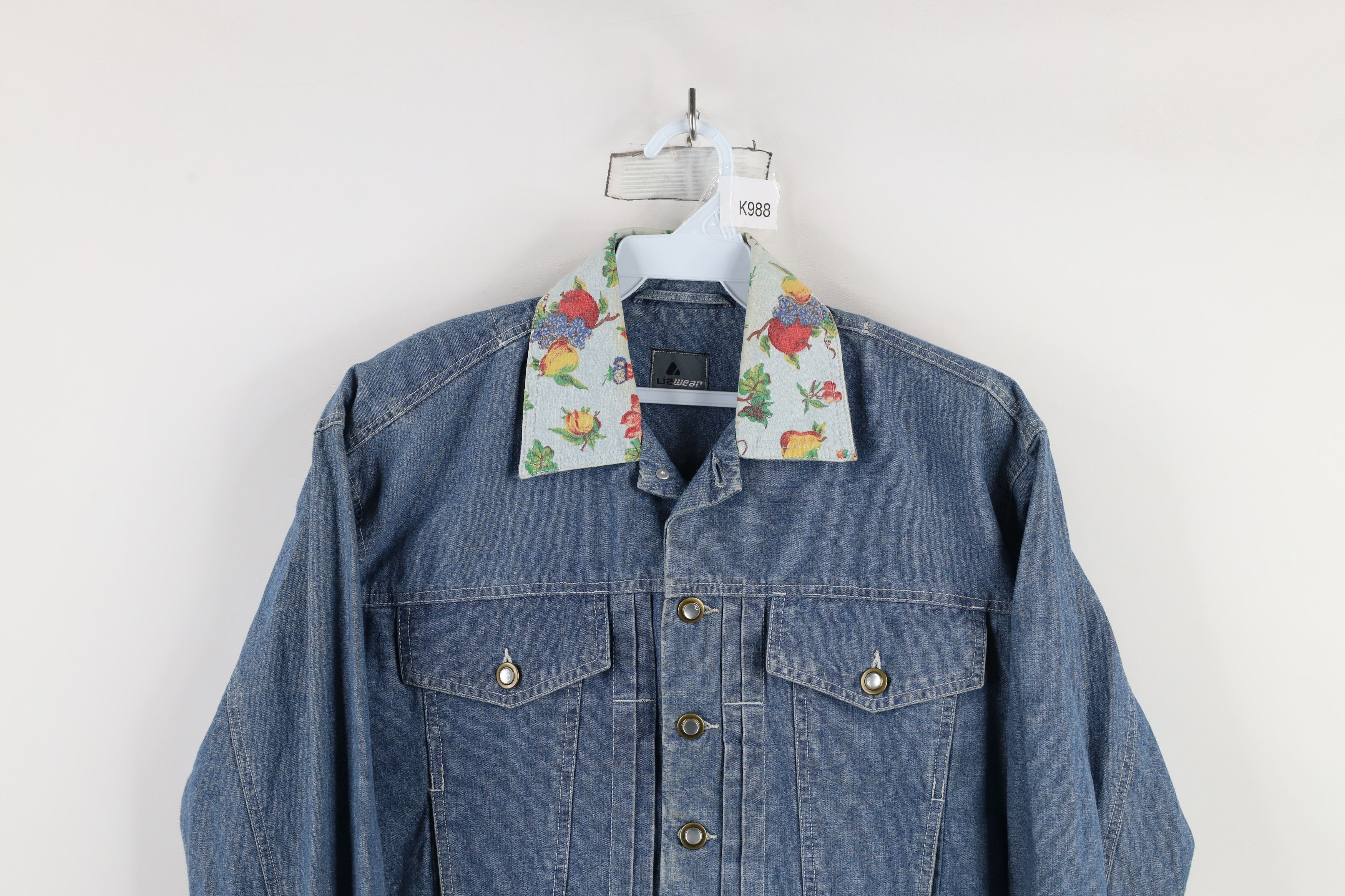 Vintage Vintage 90s Streetwear Flower Chambray Denim Trucker Jacket Size S / US 4 / IT 40 - 2 Thumbnail