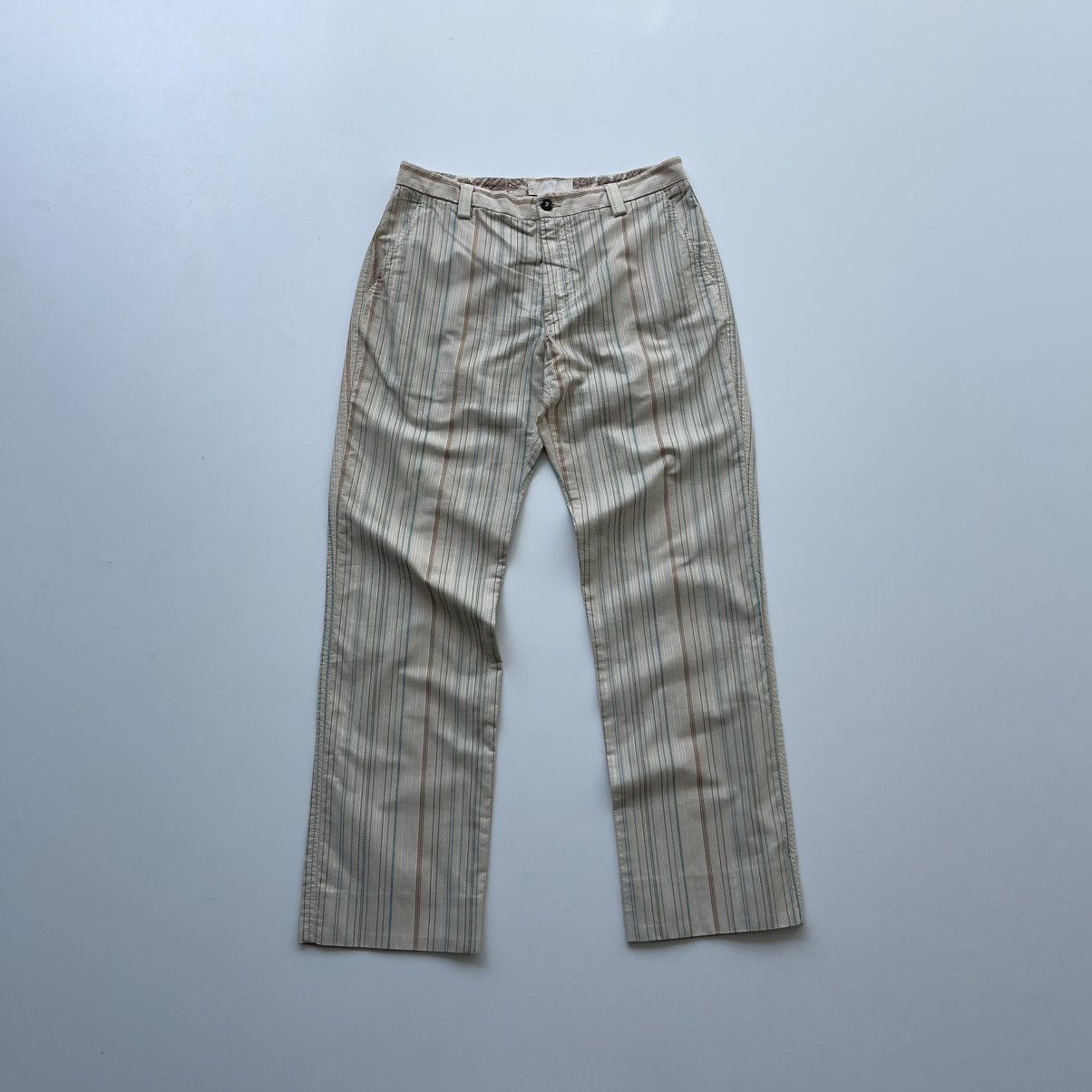 Etro Etro Milano DI Striped Vintage Cotton Chino Pants Cream Size US 32 / EU 48 - 1 Thumbnail
